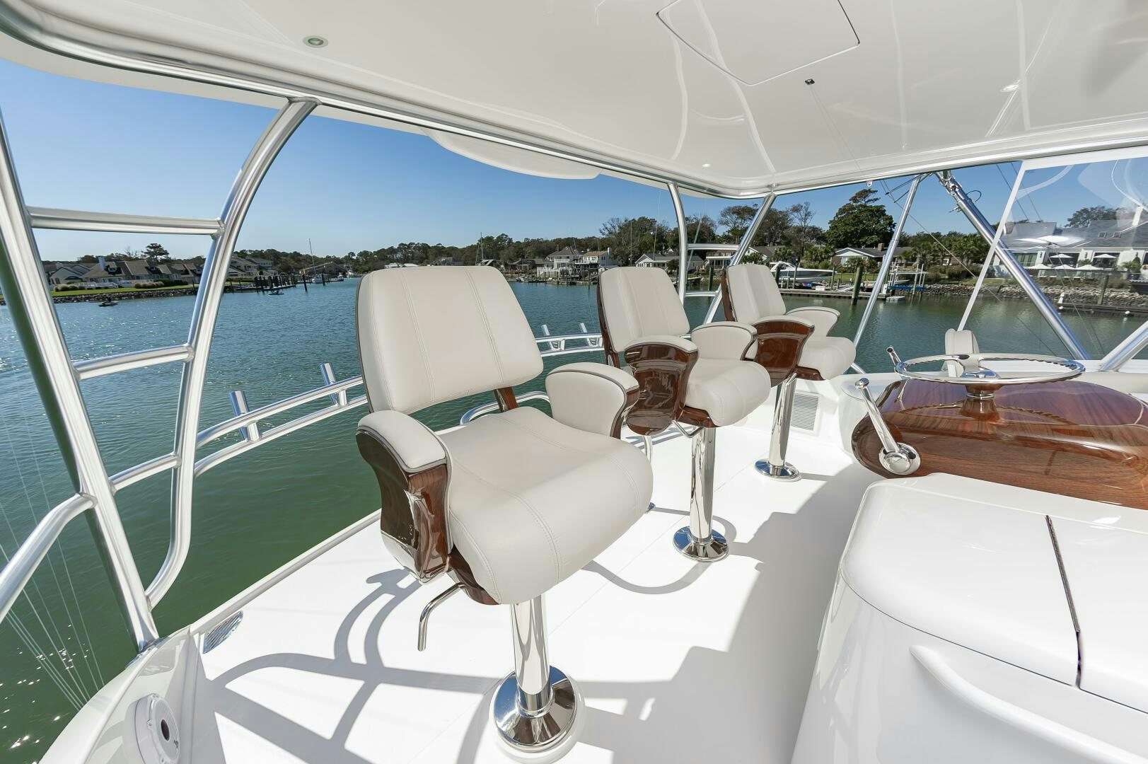 a boat with chairs and tables aboard MERCENARIA Yacht for Sale