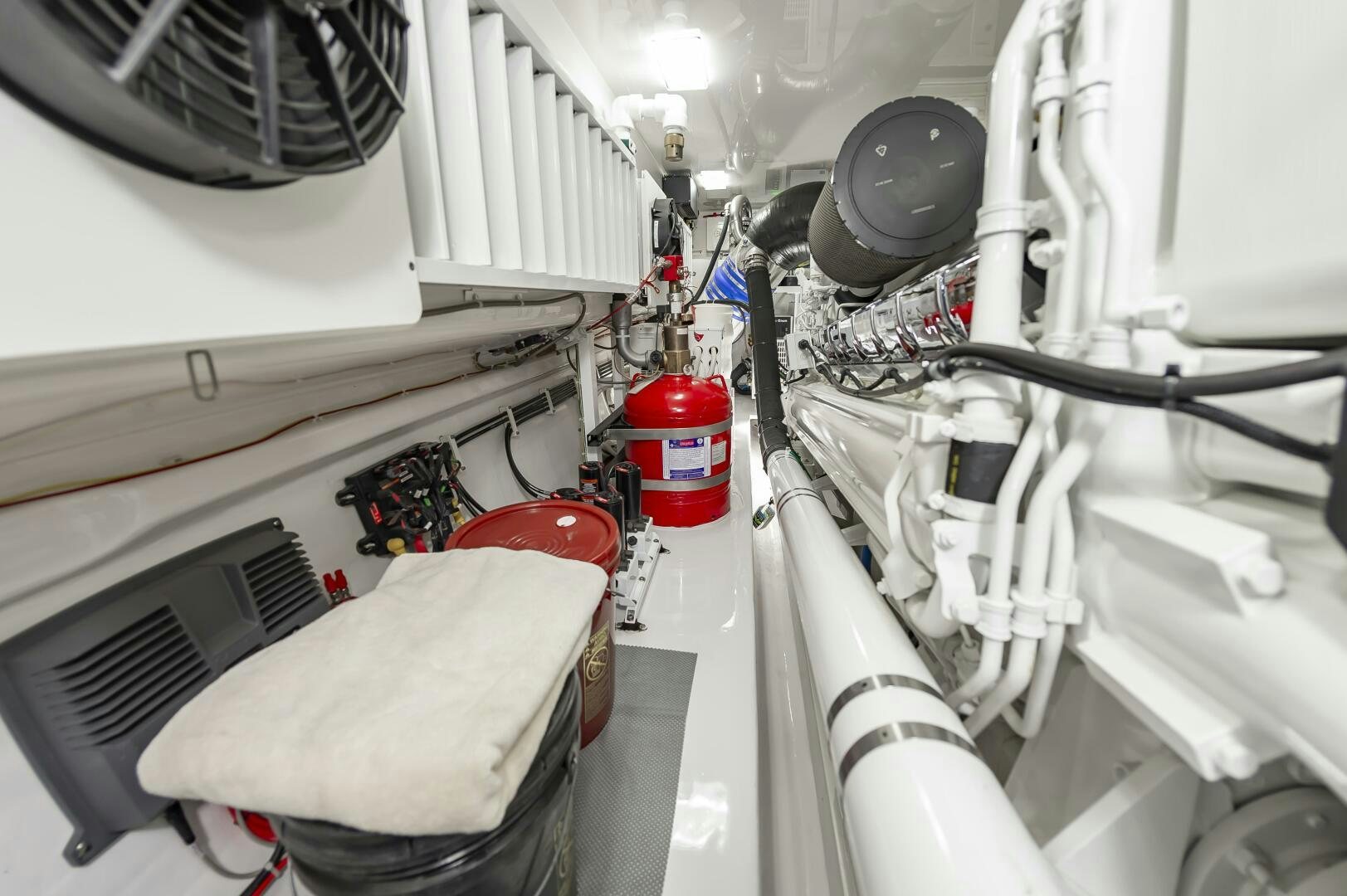 a close-up of a white machine aboard MERCENARIA Yacht for Sale