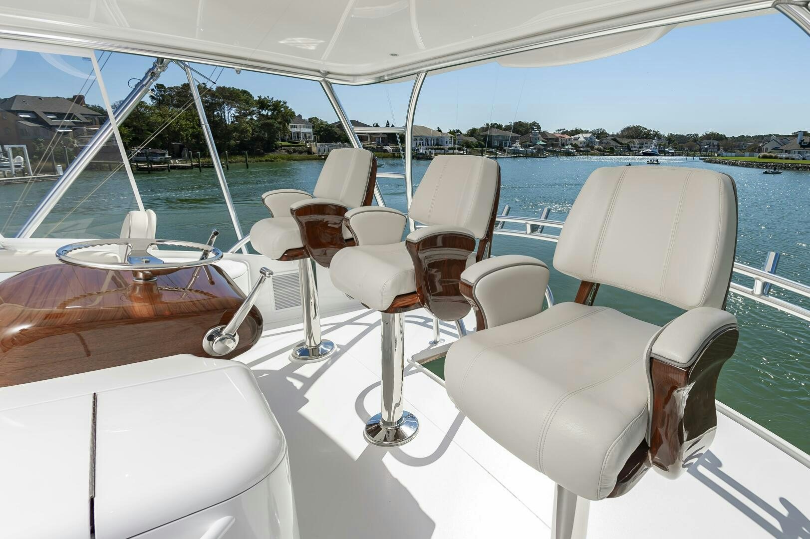 a boat with chairs on it aboard MERCENARIA Yacht for Sale