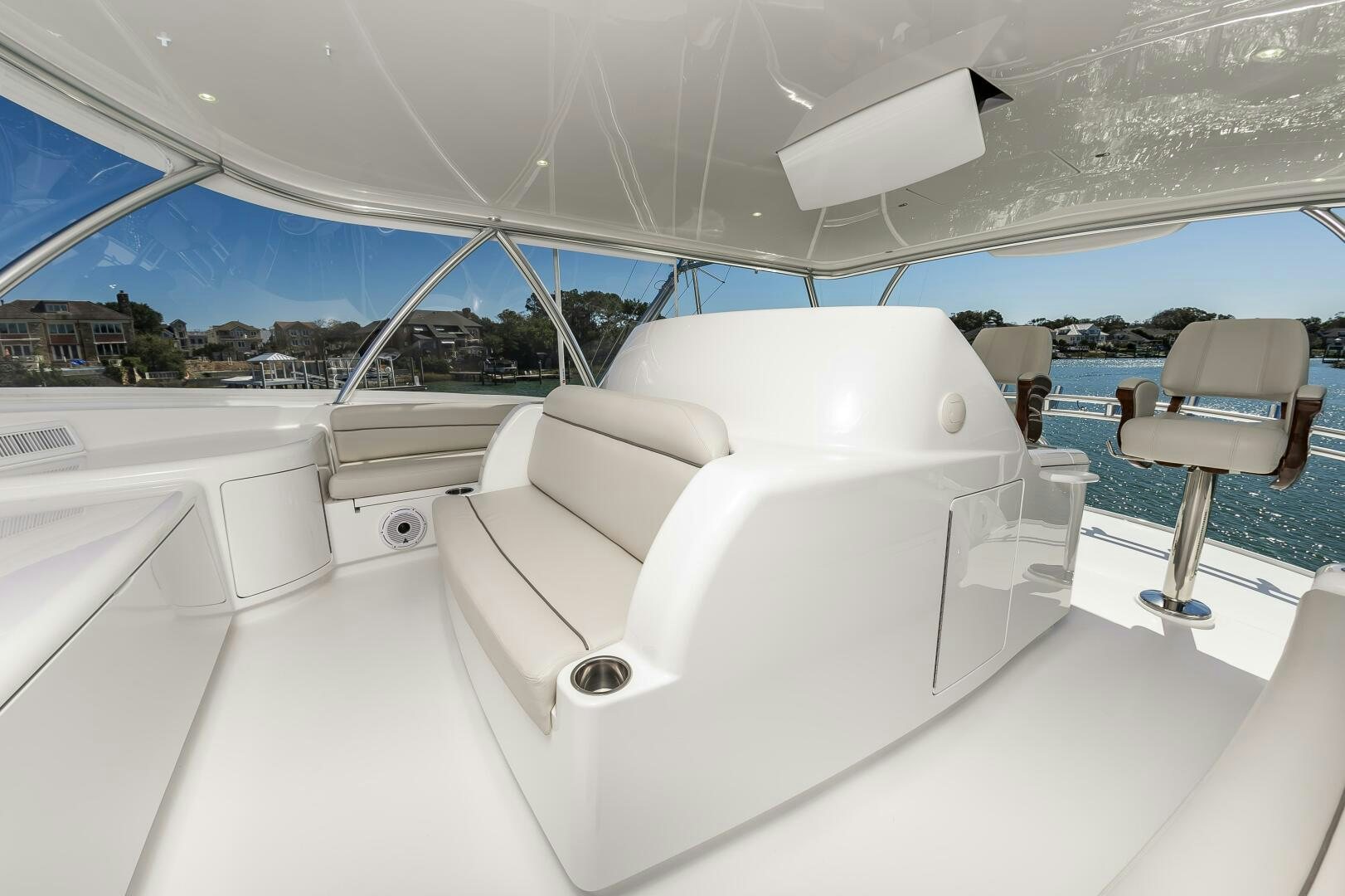 a white car on a white surface aboard MERCENARIA Yacht for Sale