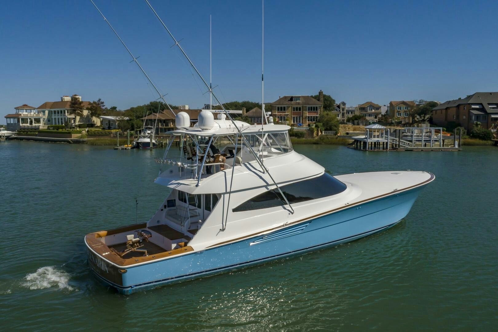 a boat on the water aboard MERCENARIA Yacht for Sale