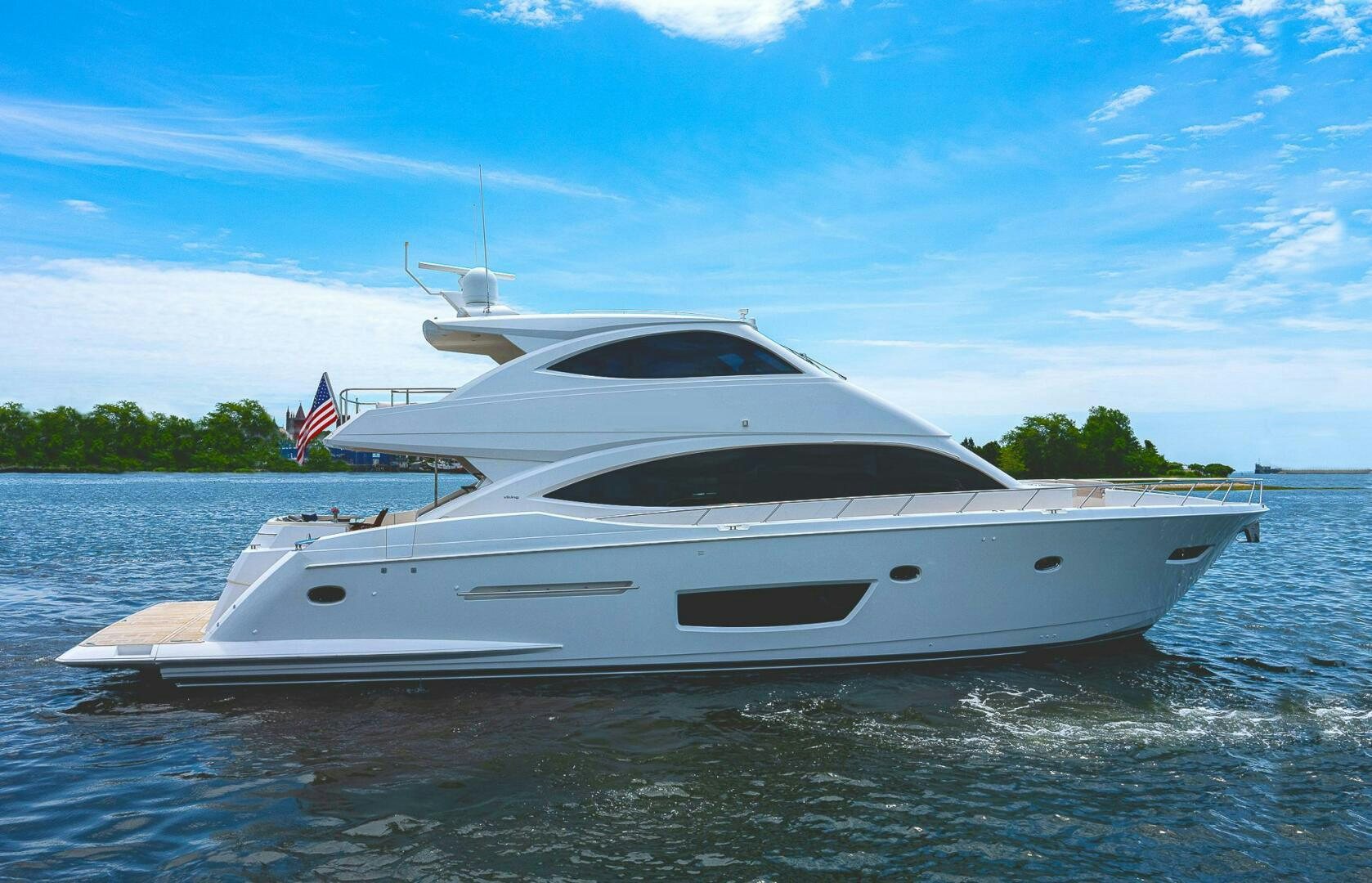 a white yacht on the water aboard 75 TRADE Yacht for Sale