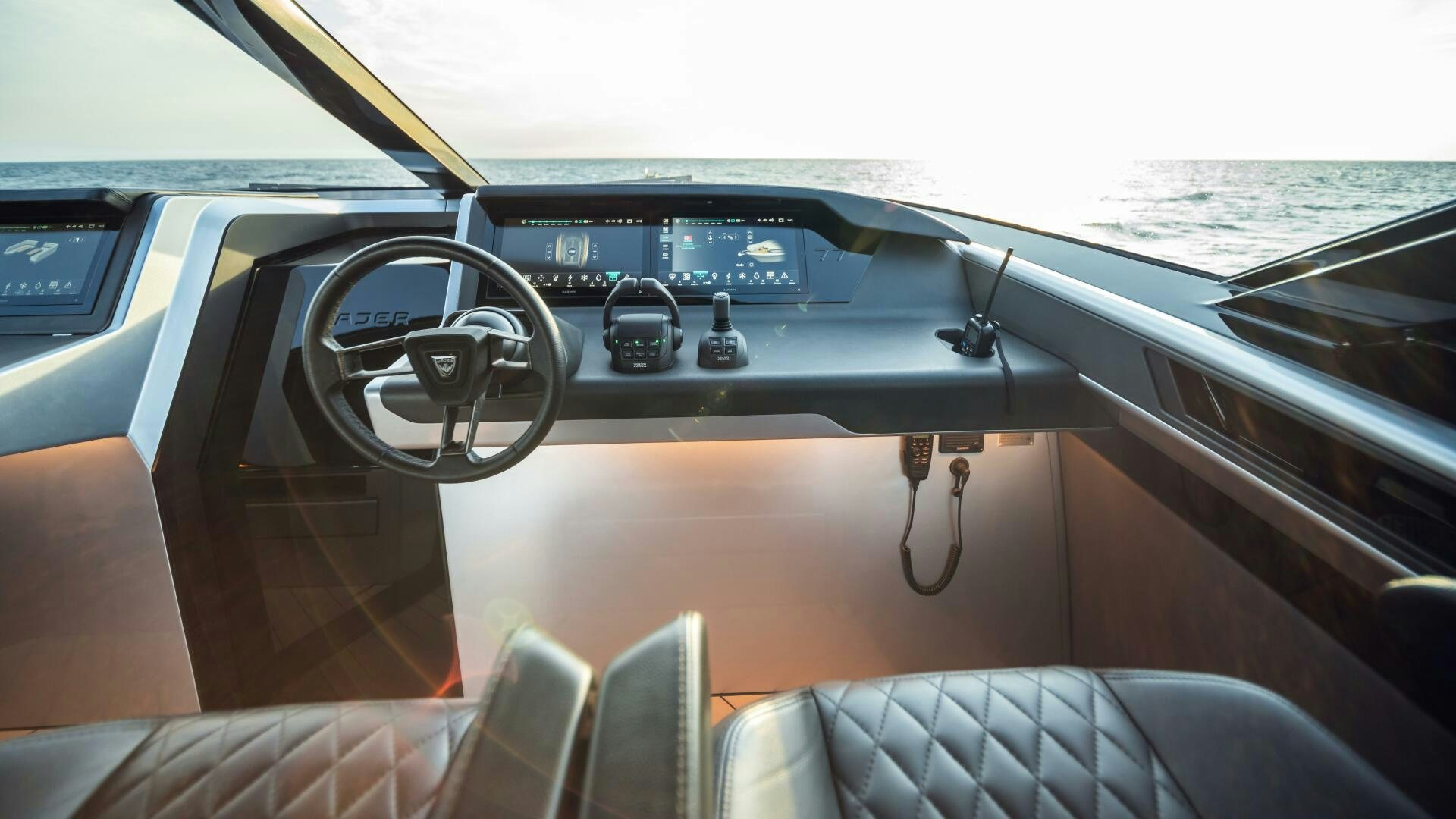 the inside of a car aboard FELLOWSHIP II Yacht for Sale