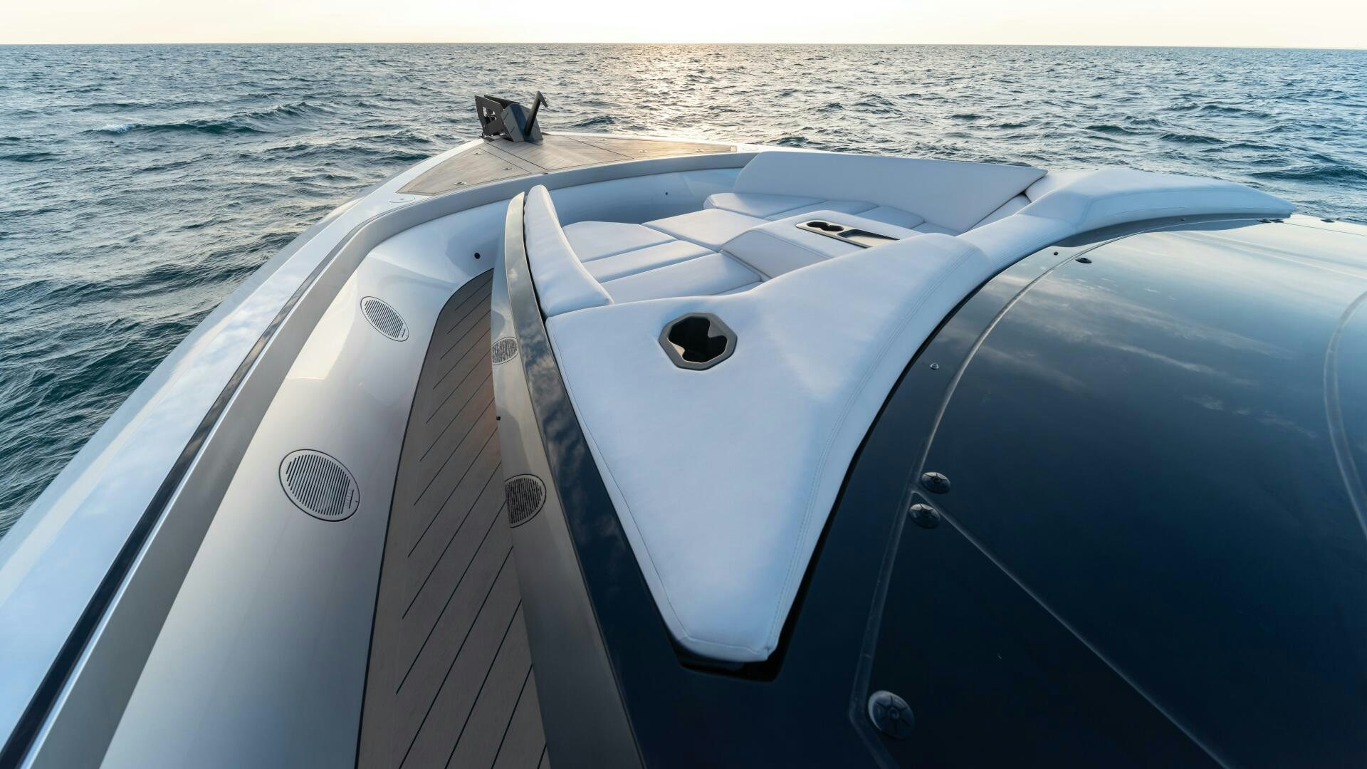 the front of a boat aboard FELLOWSHIP II Yacht for Sale