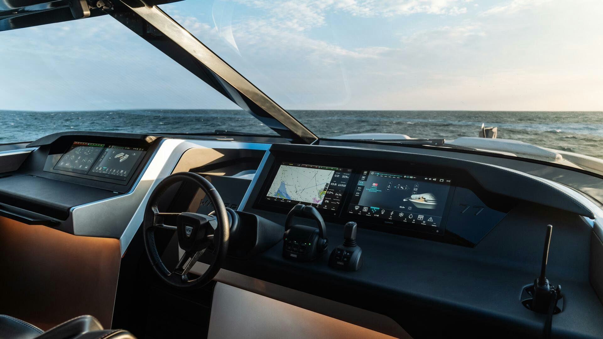 the inside of a car aboard FELLOWSHIP II Yacht for Sale