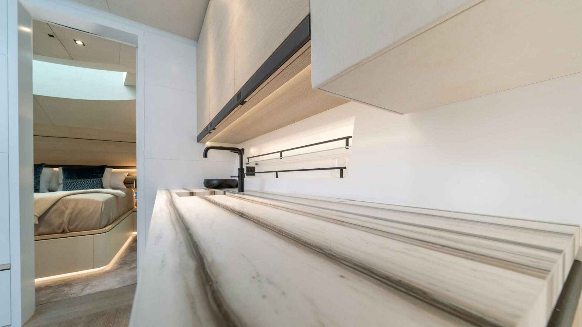 a room with bunk beds aboard FELLOWSHIP II Yacht for Sale