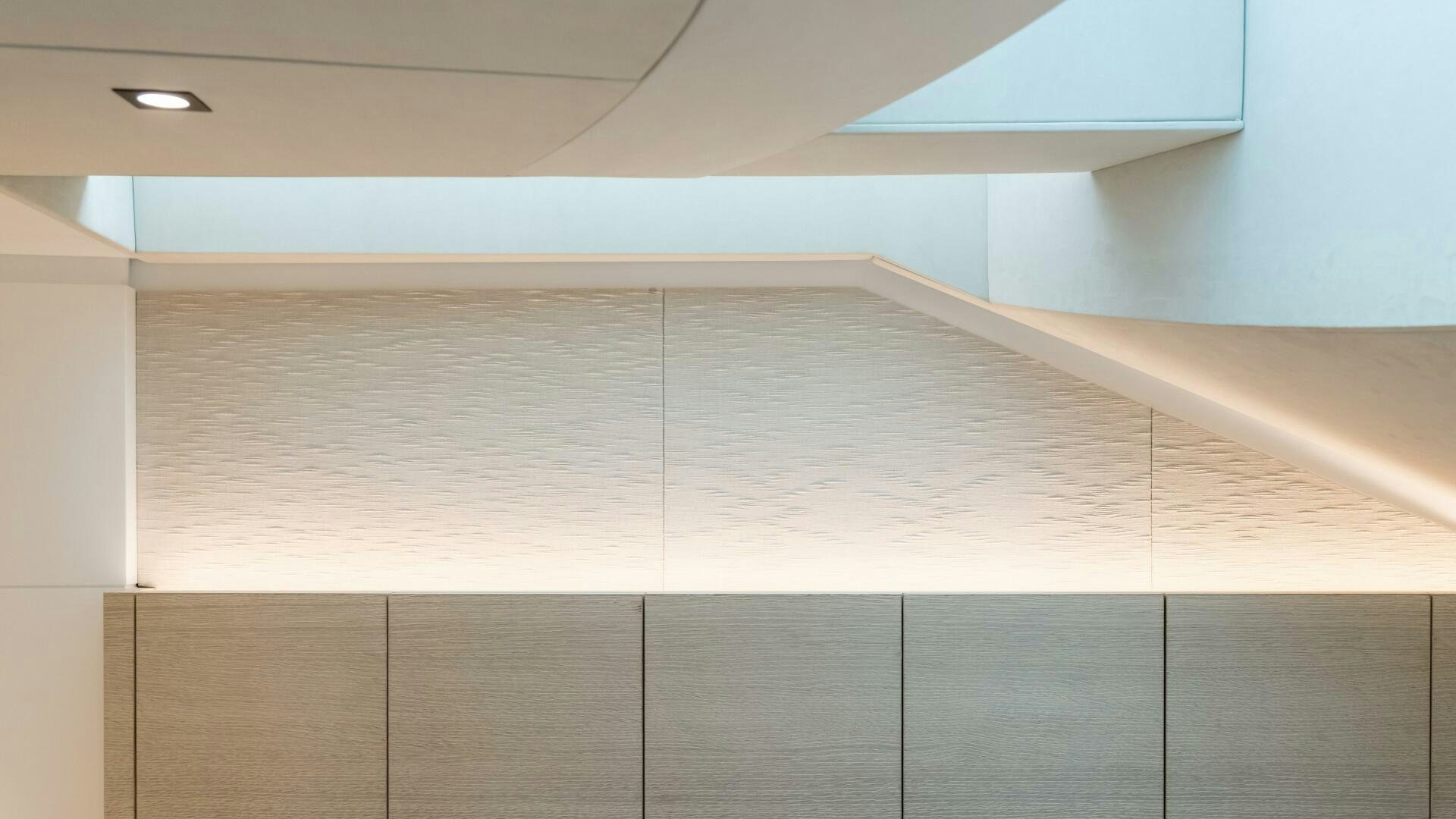 a white tiled wall aboard FELLOWSHIP II Yacht for Sale