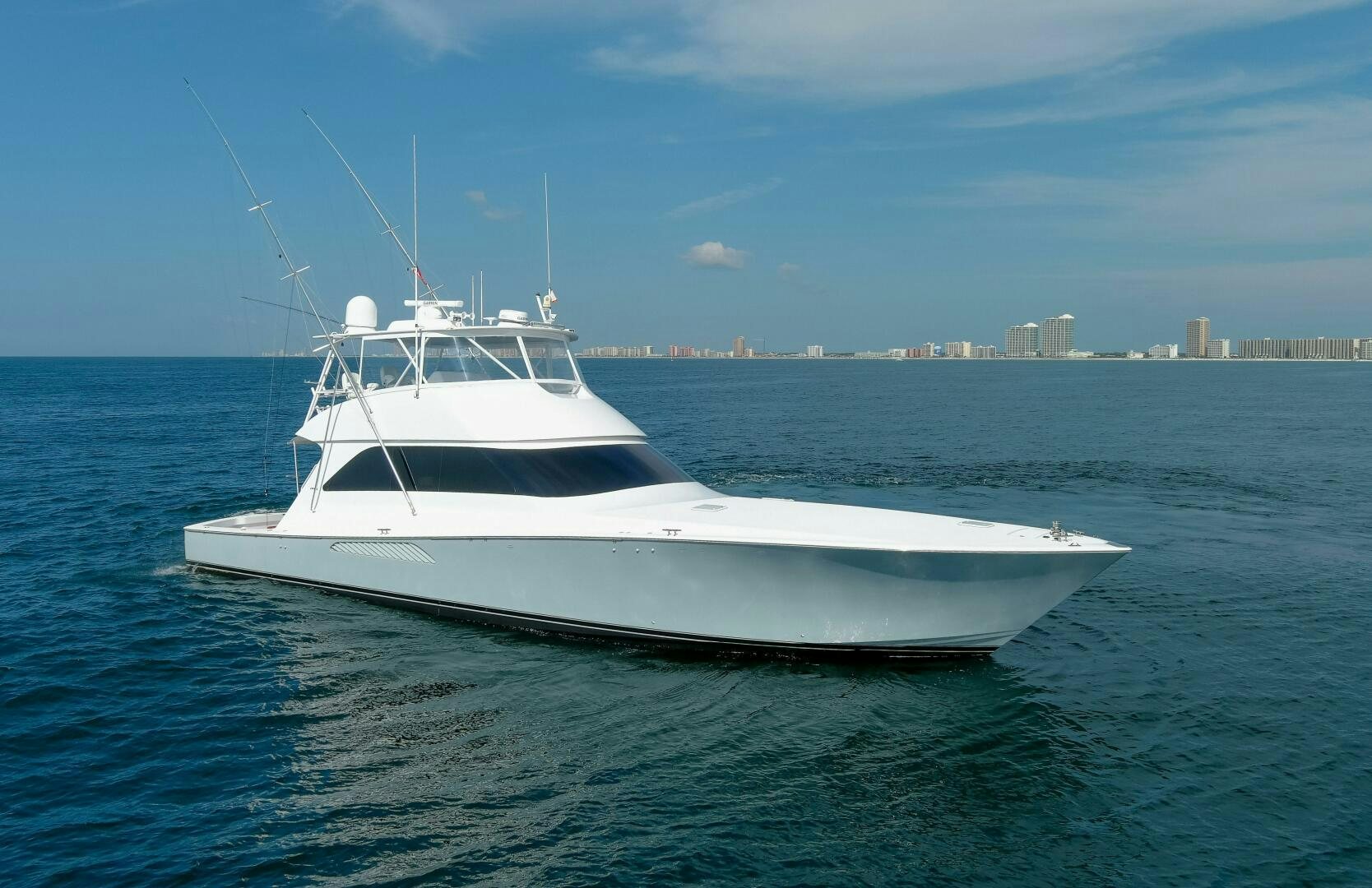 a white yacht in the water aboard JESSI SUE Yacht for Sale