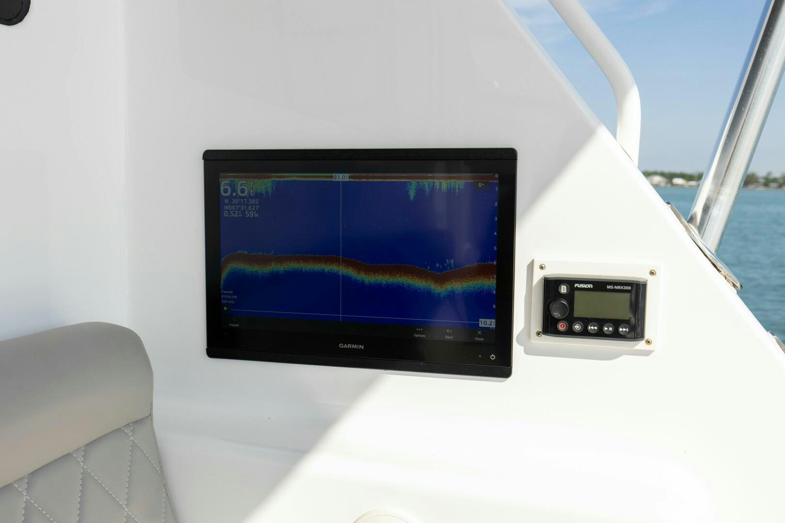 a screen on a plane aboard JESSI SUE Yacht for Sale