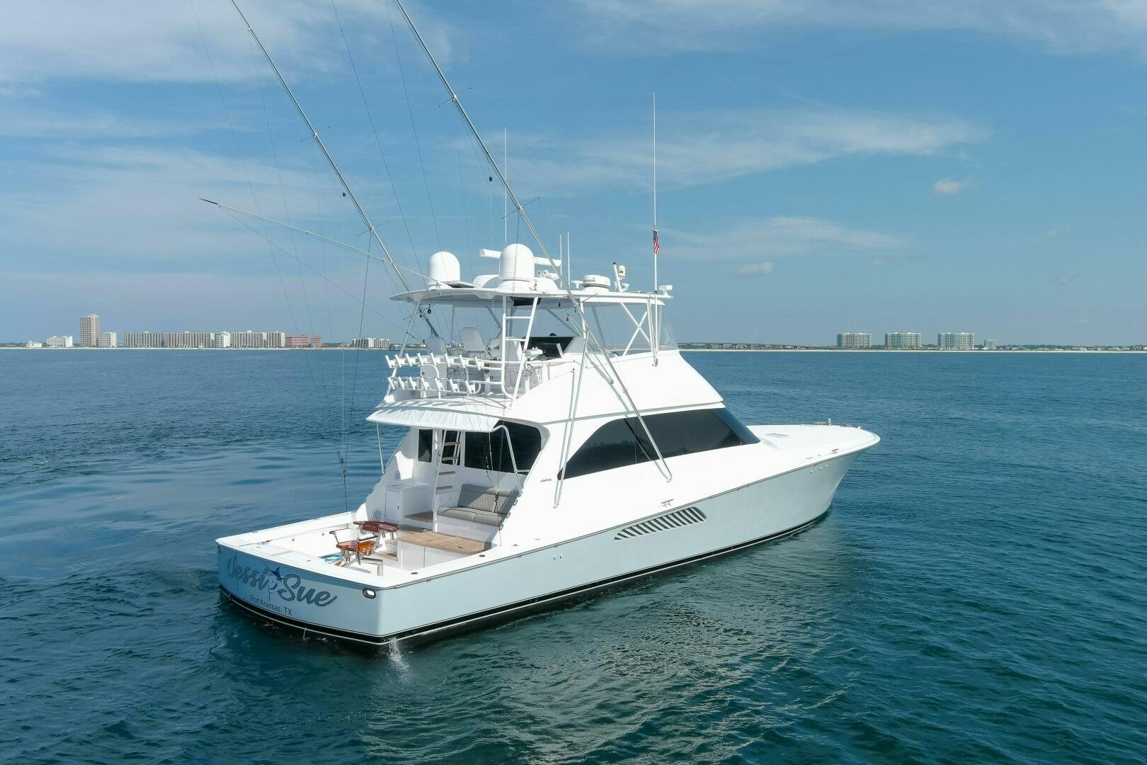 a white boat in the water aboard JESSI SUE Yacht for Sale