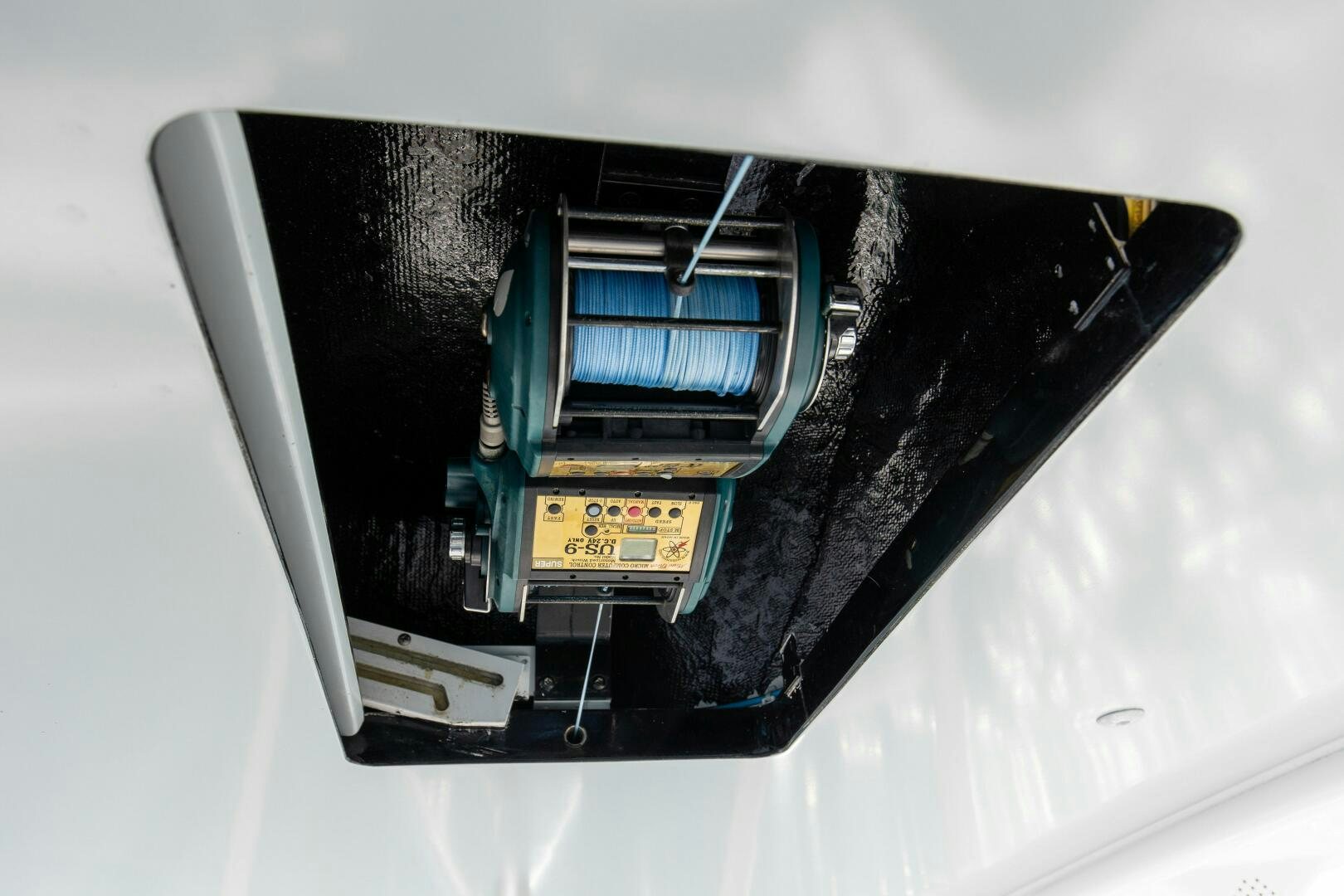 a computer chip with a blue and yellow chip aboard JESSI SUE Yacht for Sale