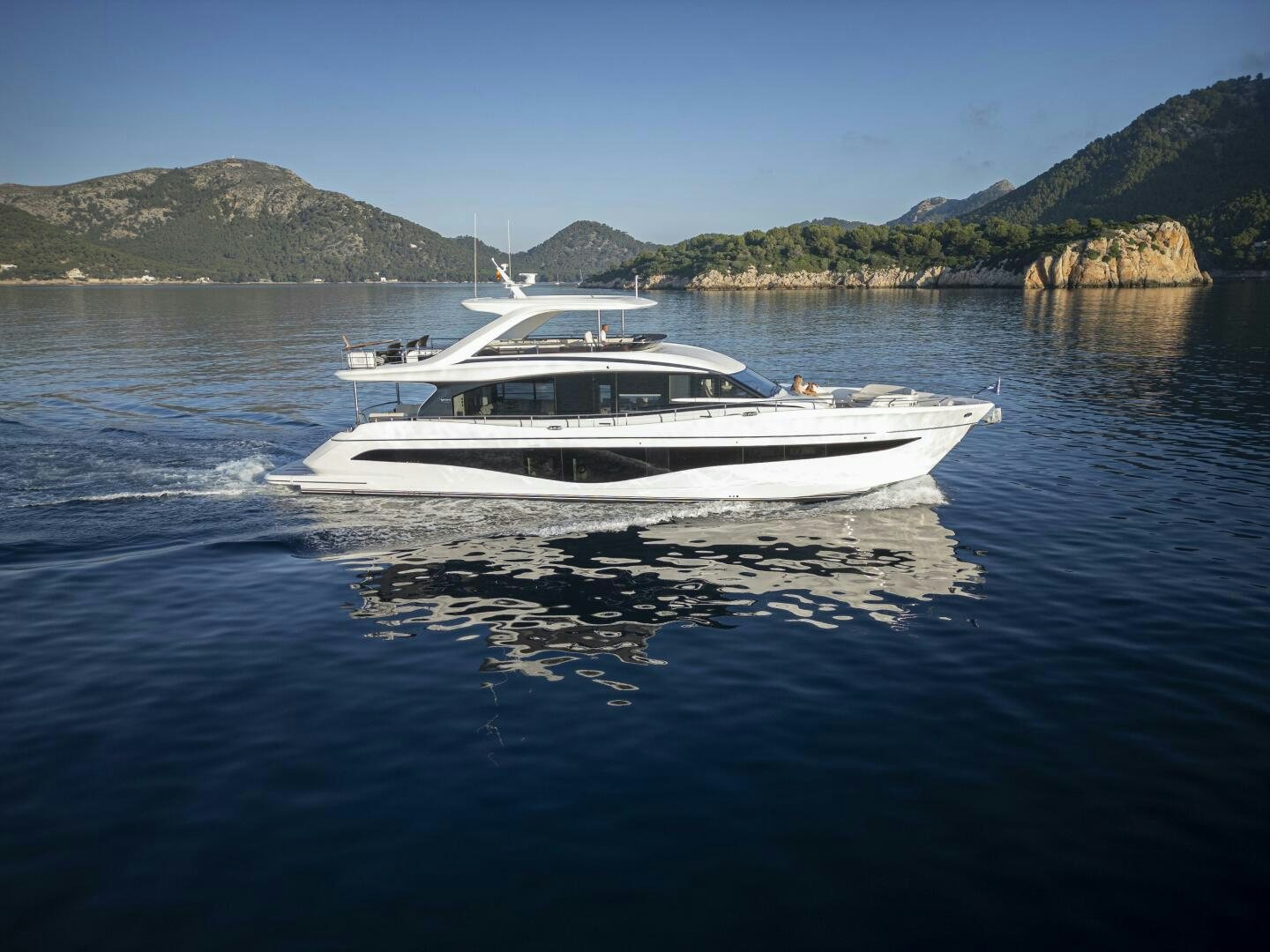 a boat in the water aboard PRINCESS Y80 Yacht for Sale