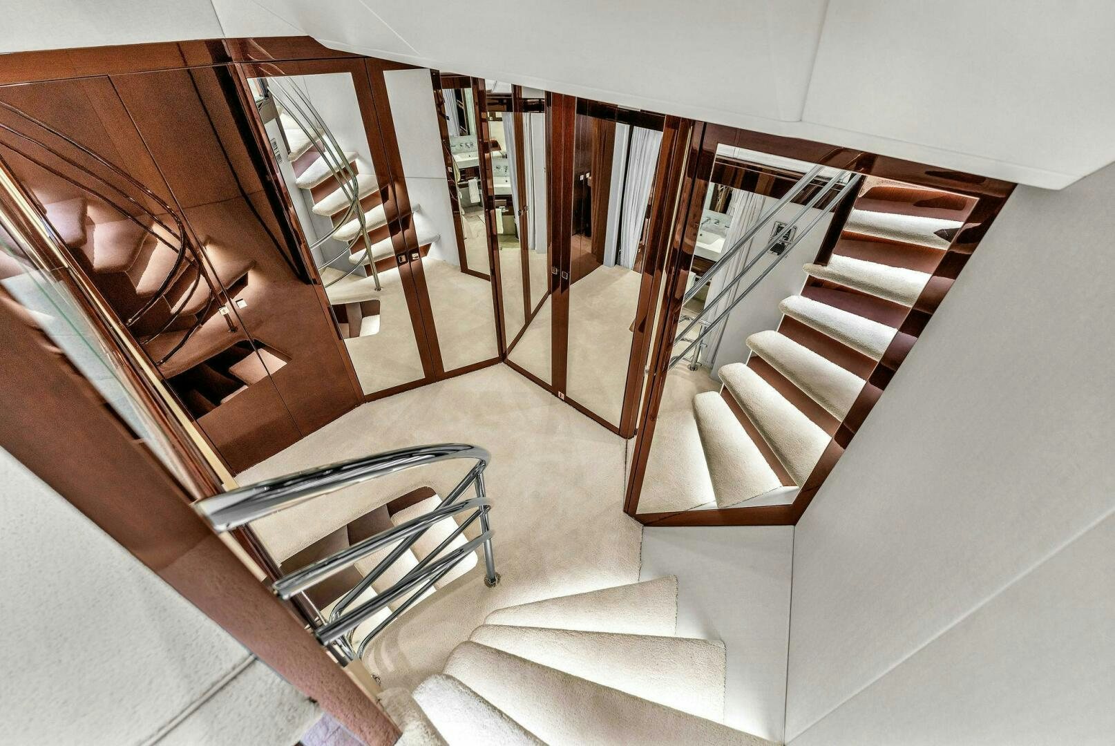 a staircase leading to a room aboard KARILLIAN & COMPANY Yacht for Sale