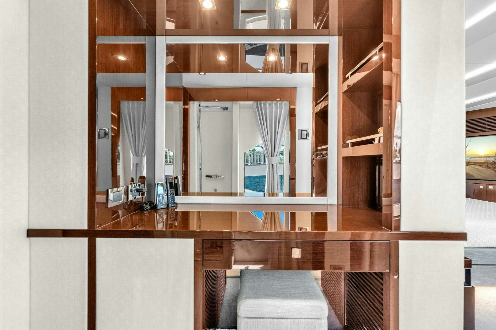 a room with a window and a bed aboard KARILLIAN & COMPANY Yacht for Sale