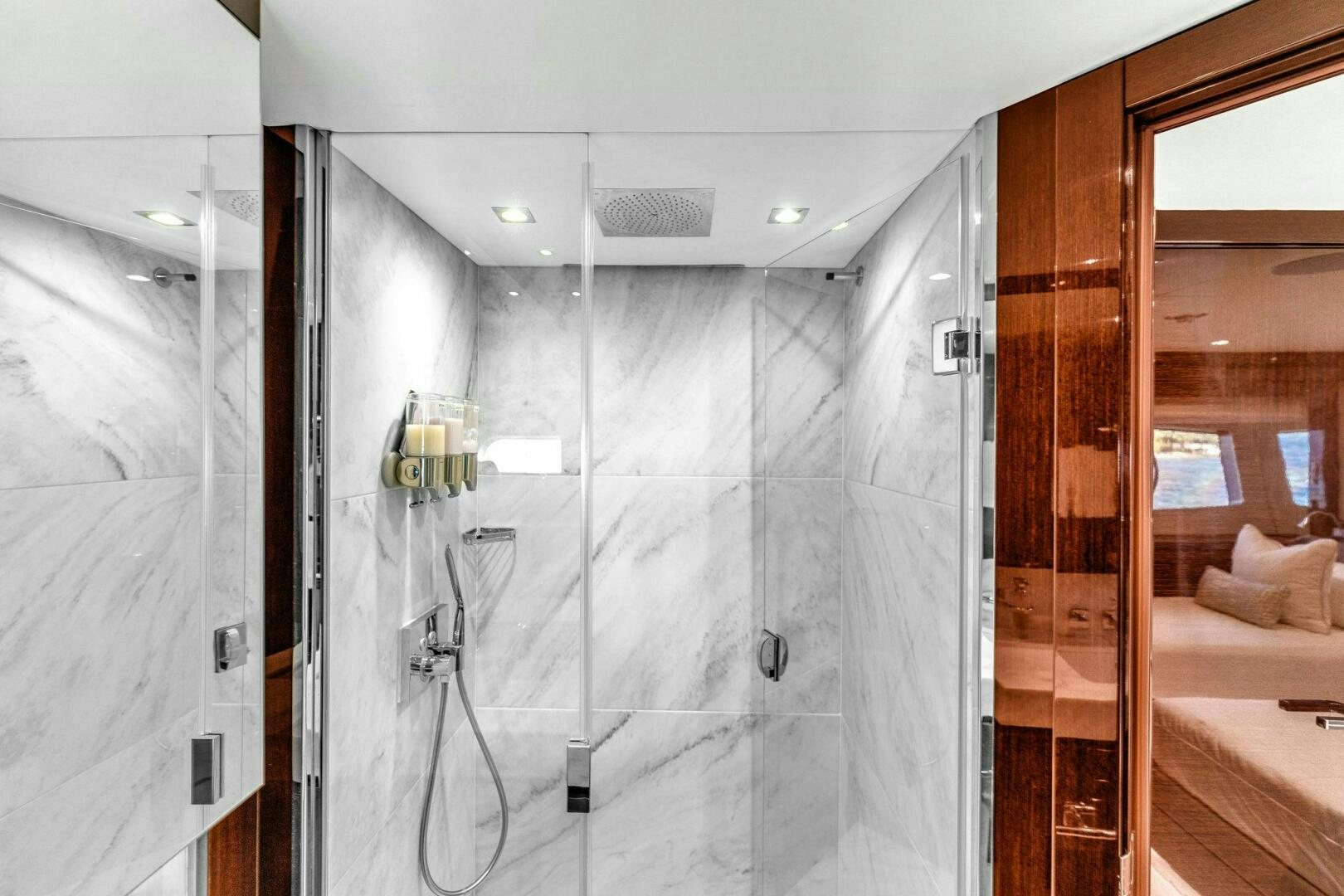 a shower unit in a room aboard KARILLIAN & COMPANY Yacht for Sale