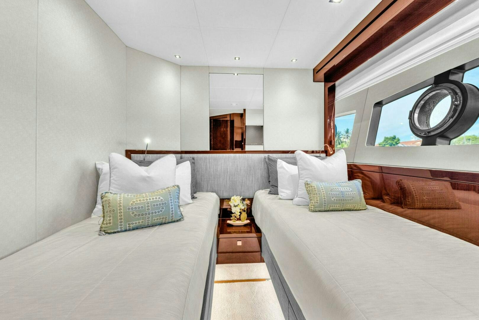 a room with two beds aboard KARILLIAN & COMPANY Yacht for Sale