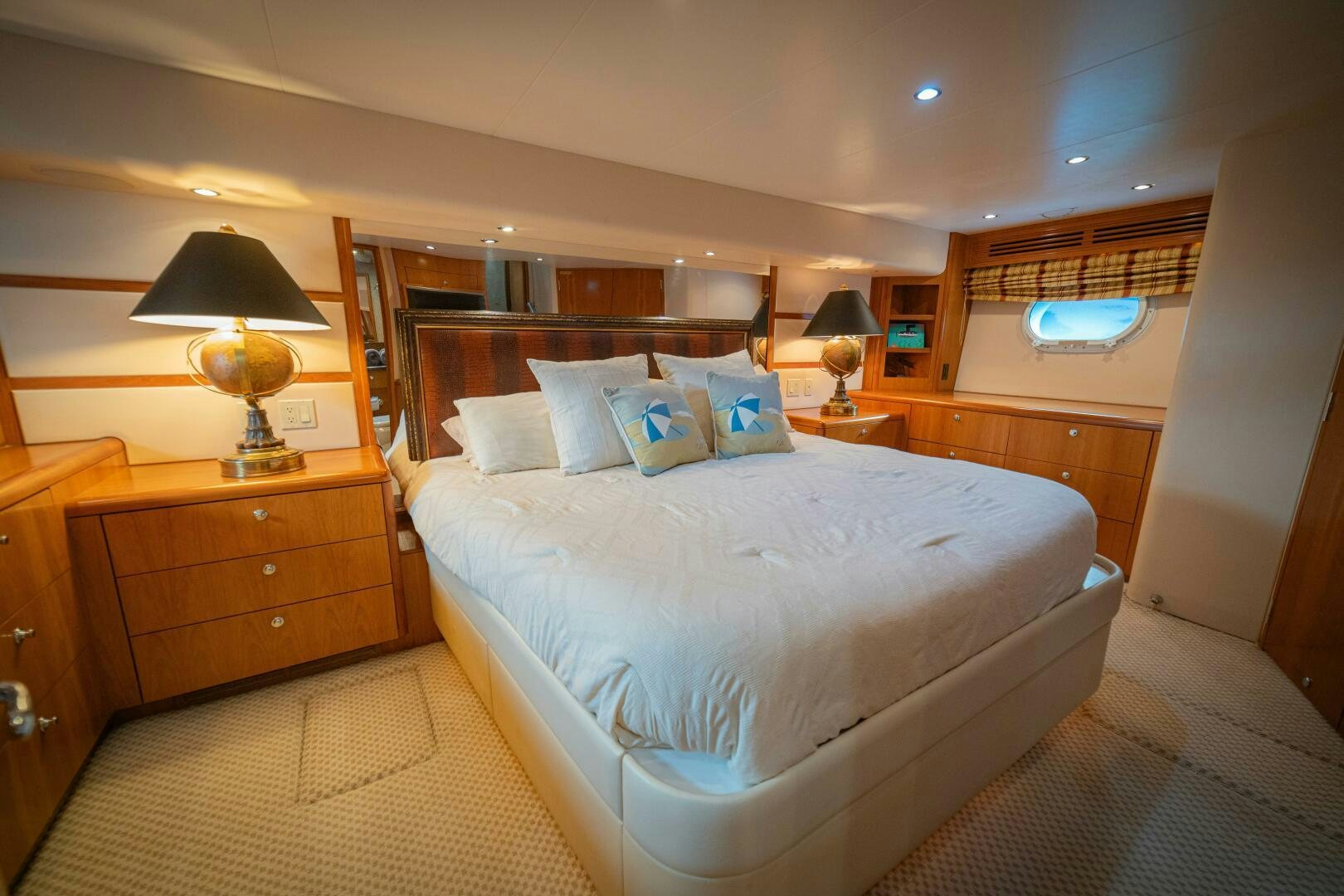 a bed in a room aboard MARLIN CLIPPER Yacht for Sale