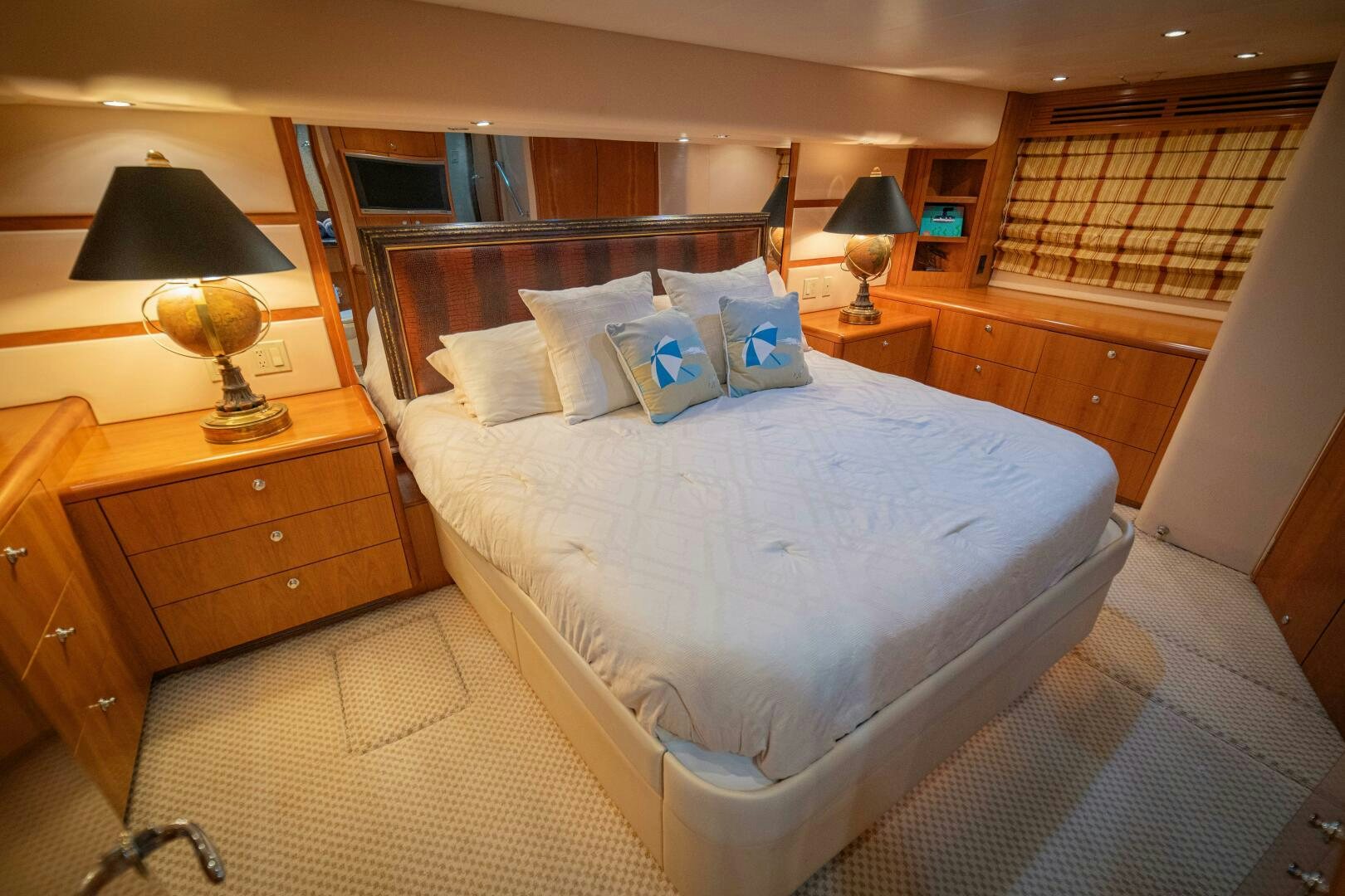a bed in a room aboard MARLIN CLIPPER Yacht for Sale