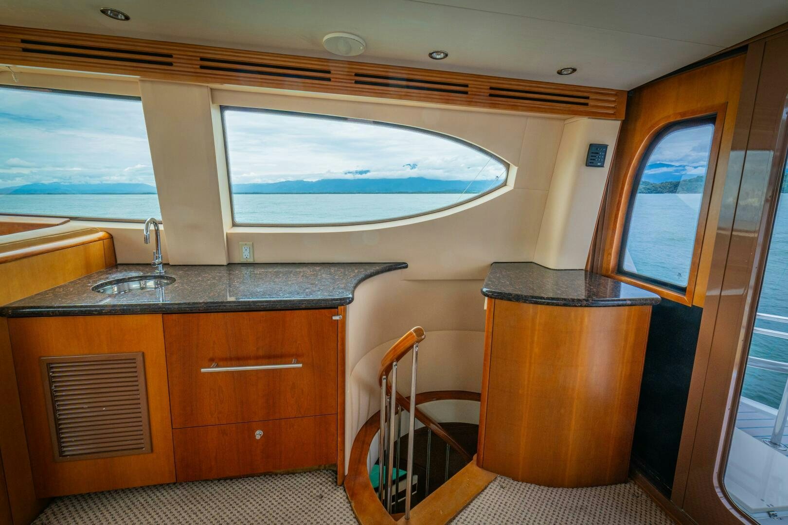 a room with a sink and a window aboard MARLIN CLIPPER Yacht for Sale