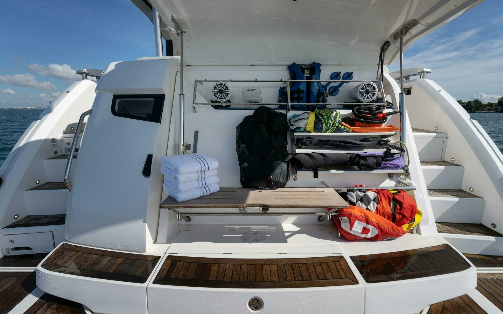 a boat with a lot of stuff on it aboard 4-PLAY VII Yacht for Sale