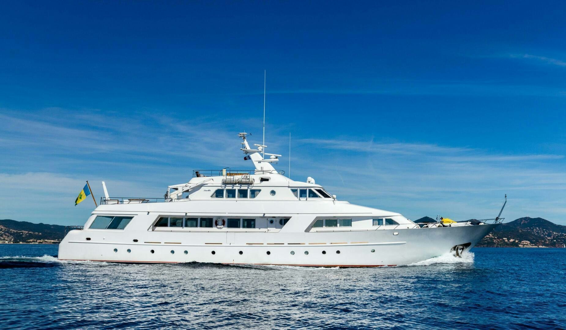 a white yacht in the water aboard STAR OF THE SEA Yacht for Sale