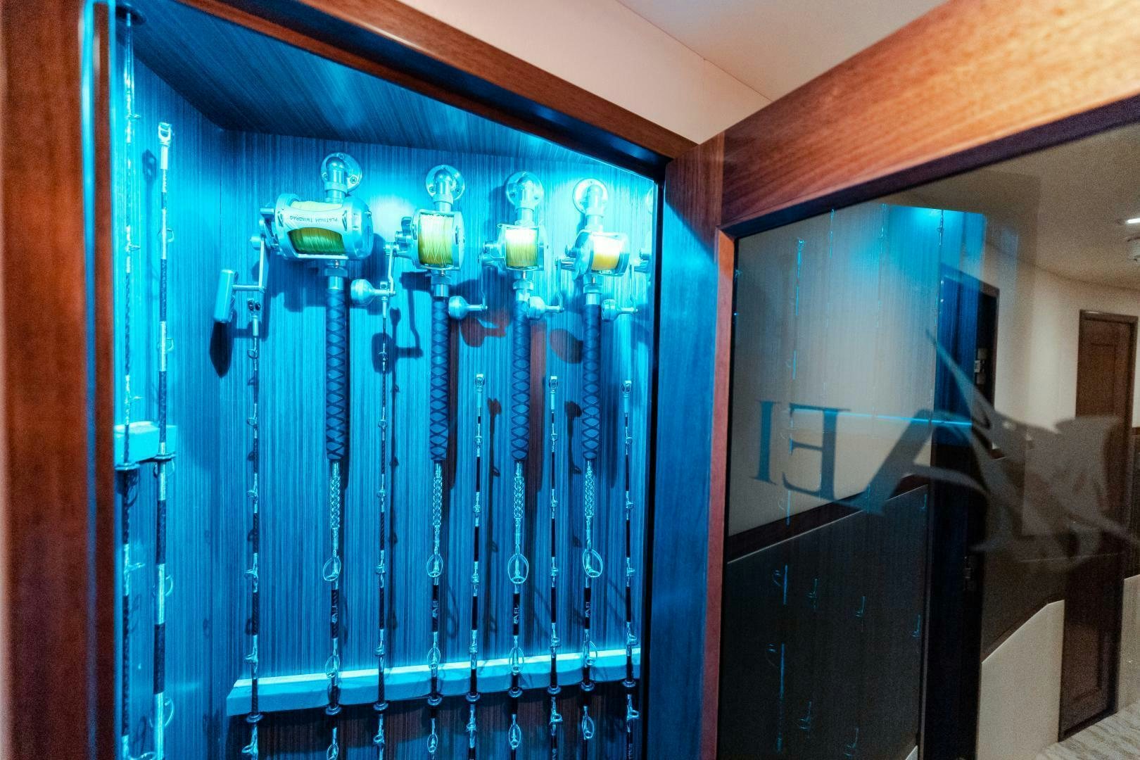 a light fixture on a wall aboard AEI Yacht for Sale