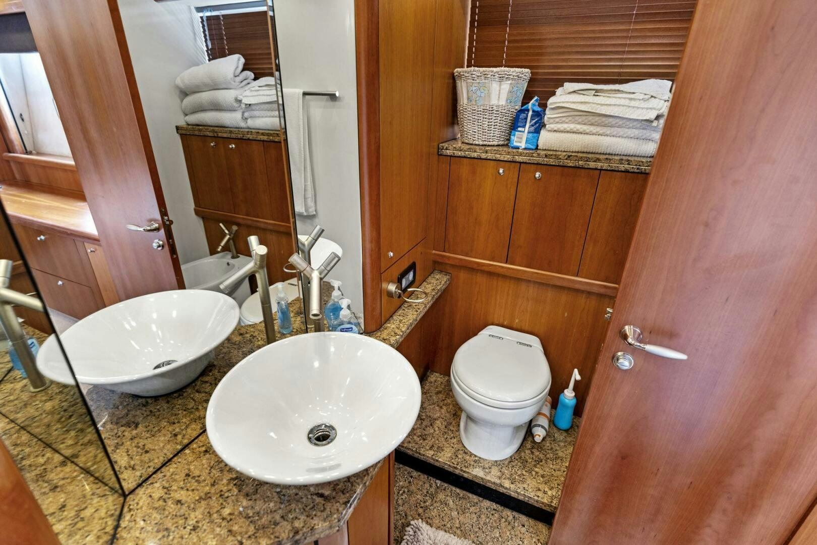a bathroom with a sink and toilet aboard PERSISTENCE Yacht for Sale