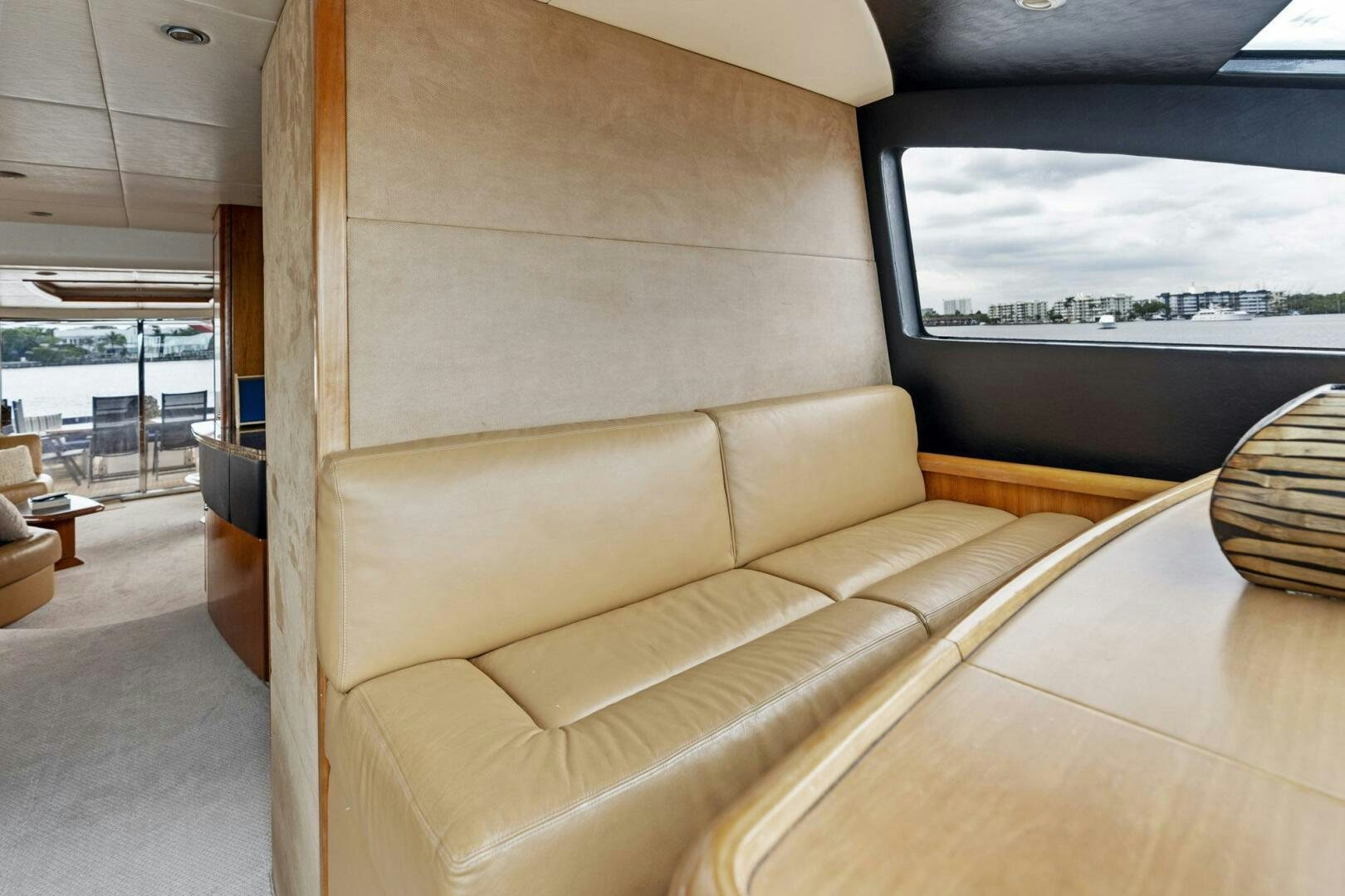 a couch in a room aboard PERSISTENCE Yacht for Sale