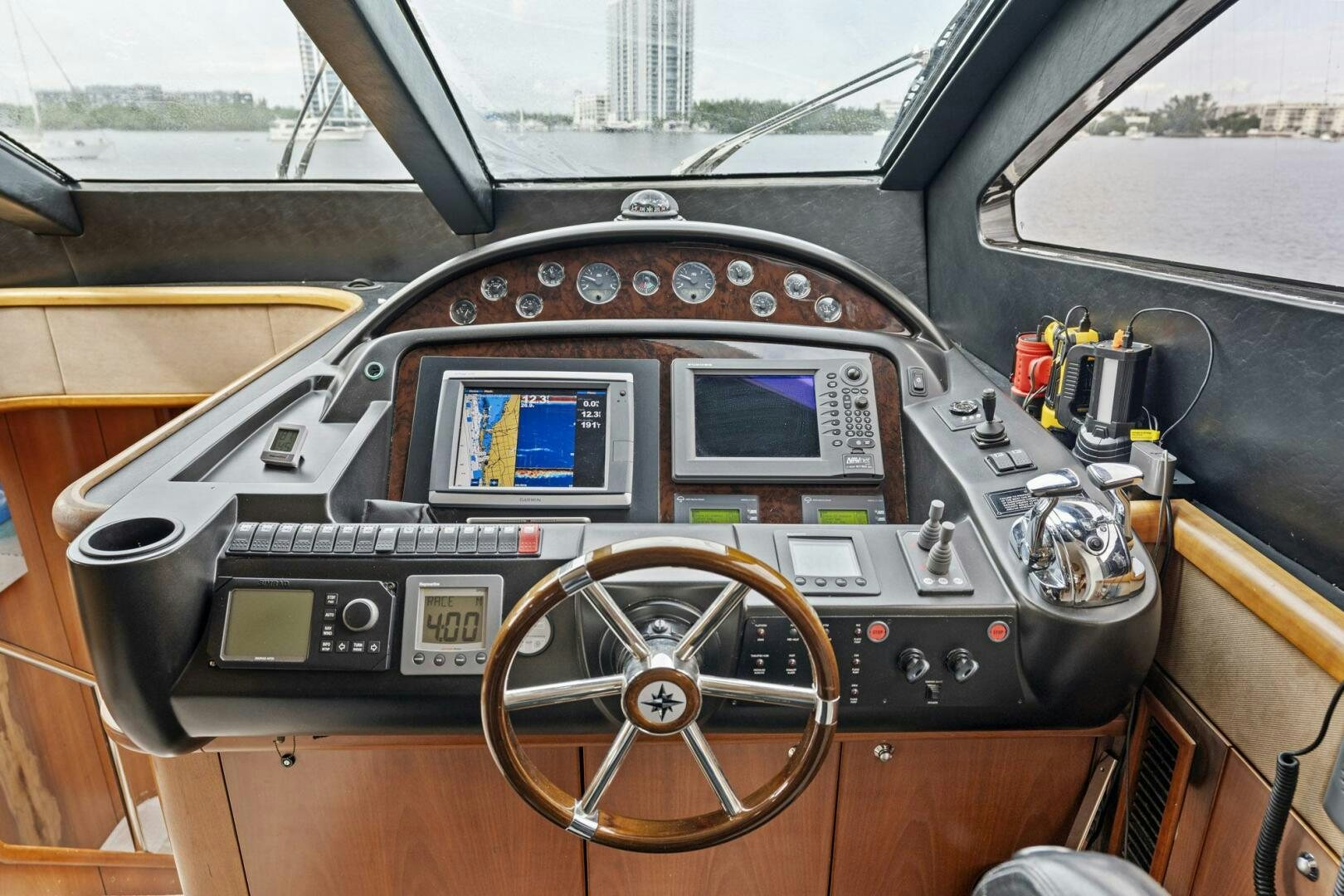 the inside of a car aboard PERSISTENCE Yacht for Sale
