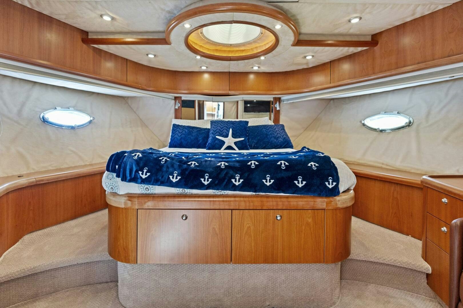 a bed in a room aboard PERSISTENCE Yacht for Sale