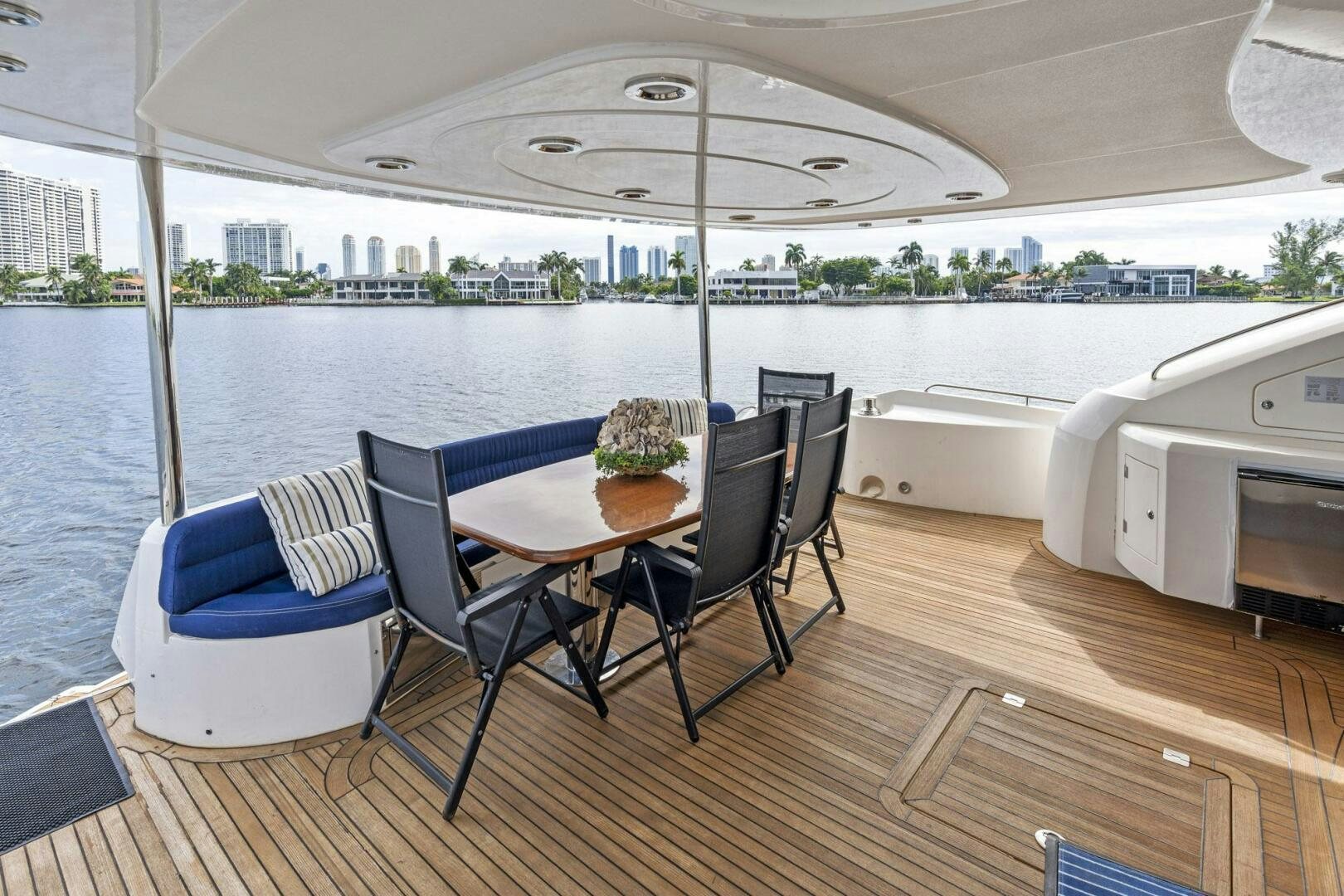 a table and chairs on a boat aboard PERSISTENCE Yacht for Sale