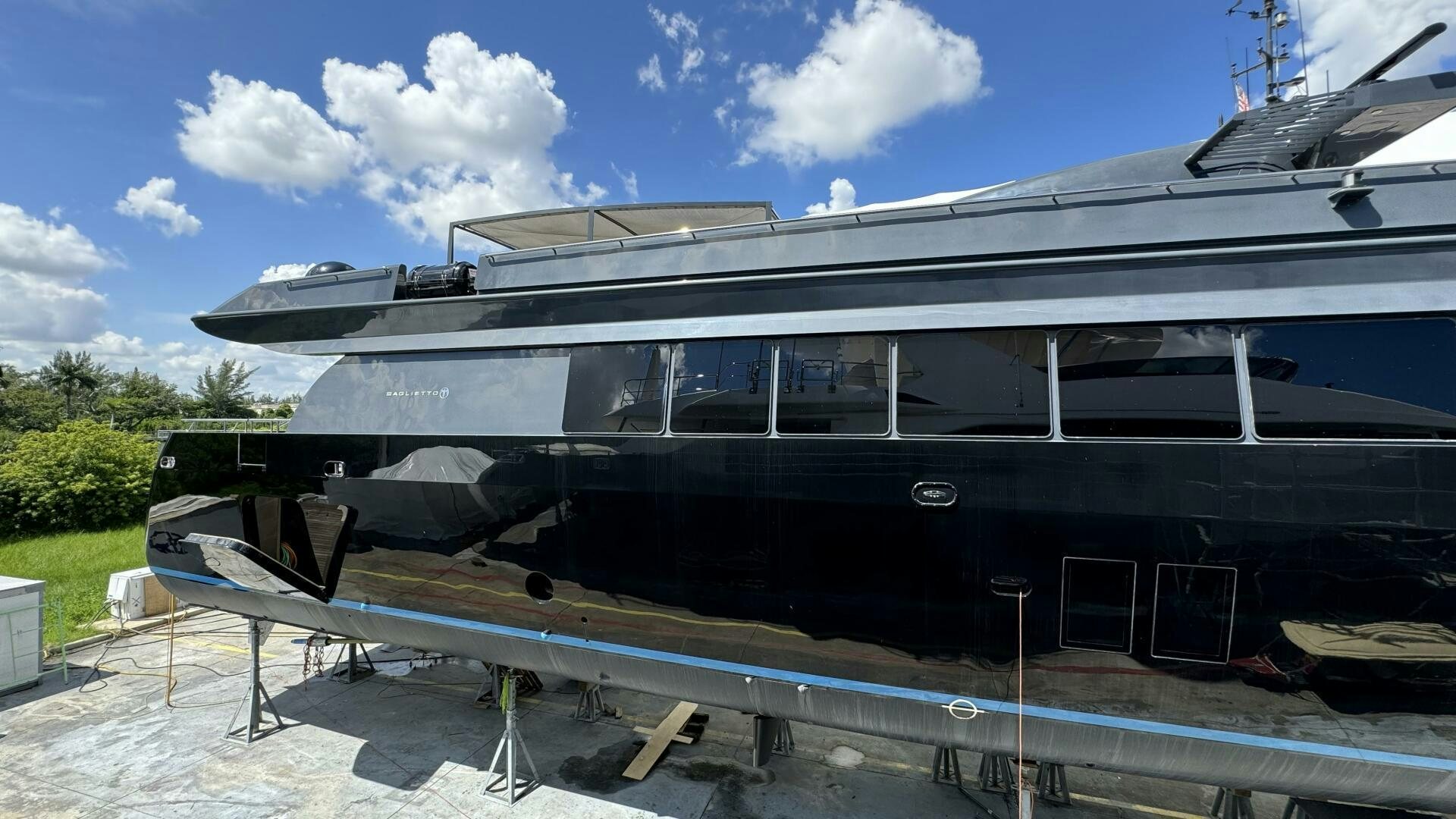 a boat on a trailer aboard MATRIX Yacht for Sale
