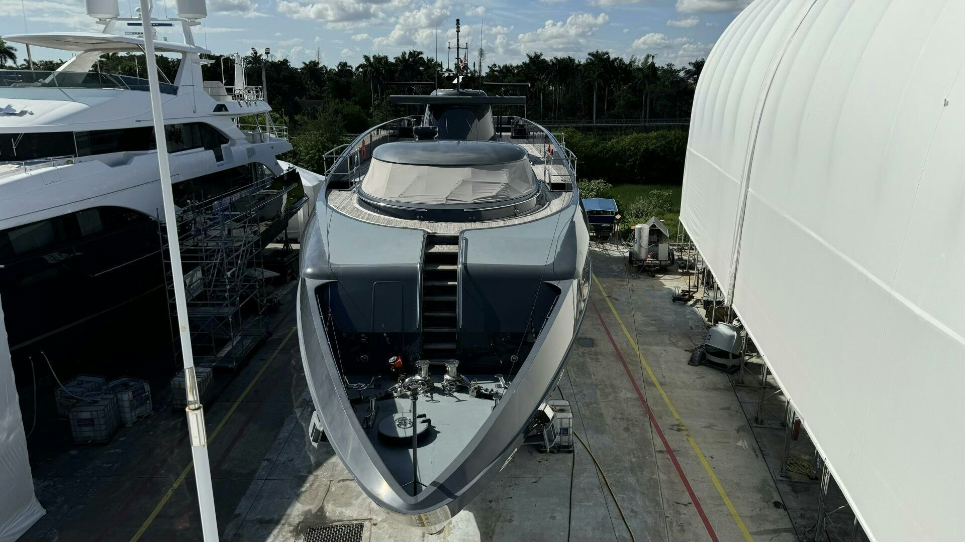 a car on a trailer aboard MATRIX Yacht for Sale