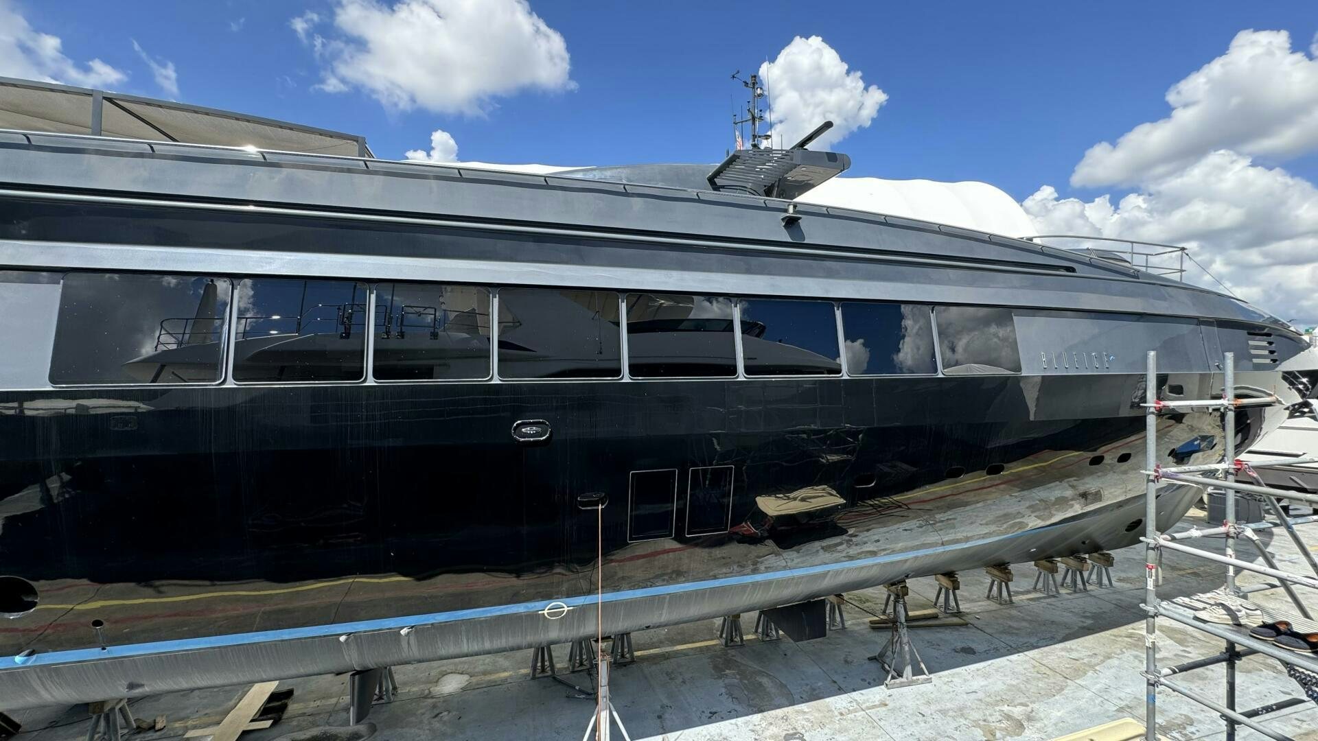 a large silver train aboard MATRIX Yacht for Sale