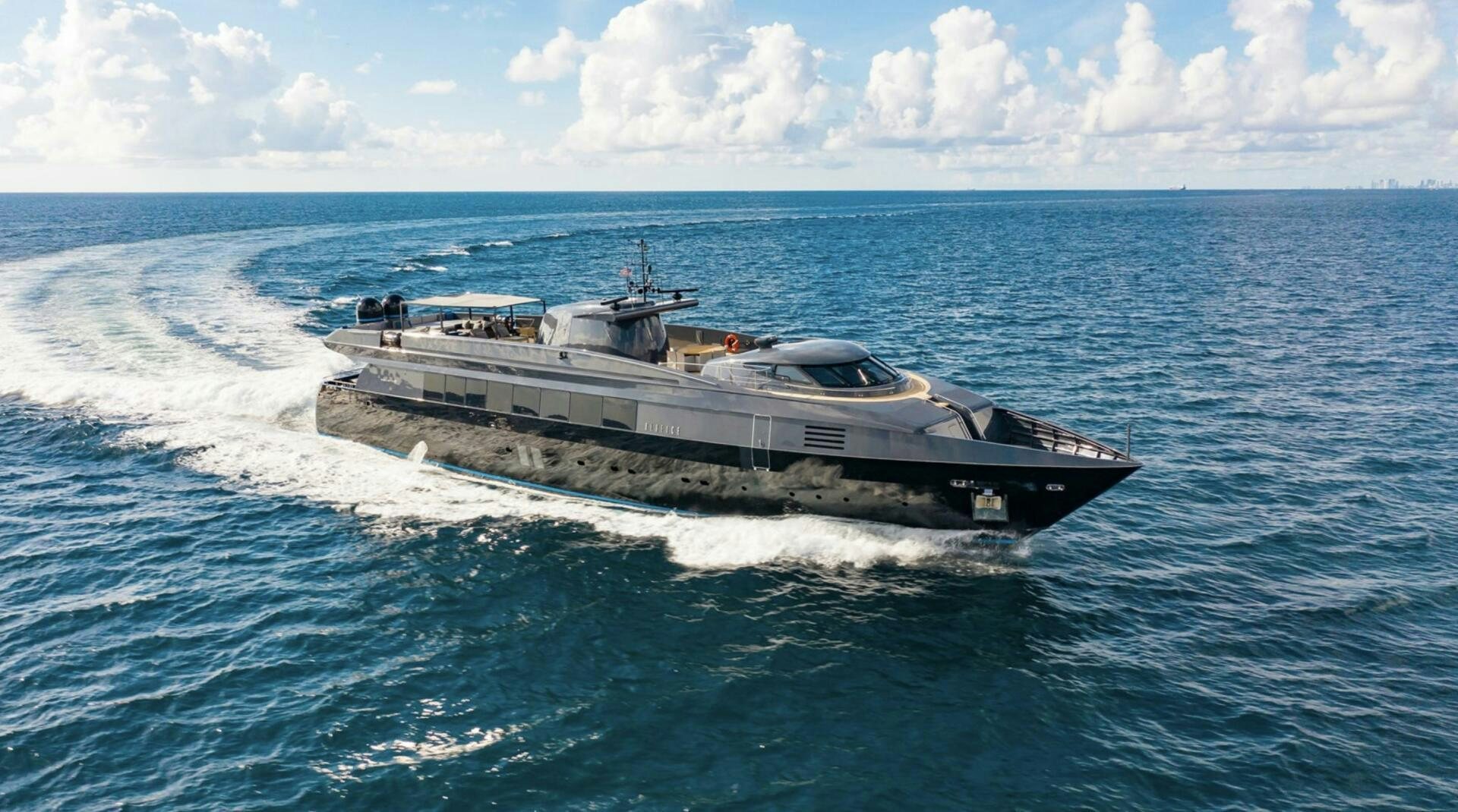 a military boat in the water aboard MATRIX Yacht for Sale