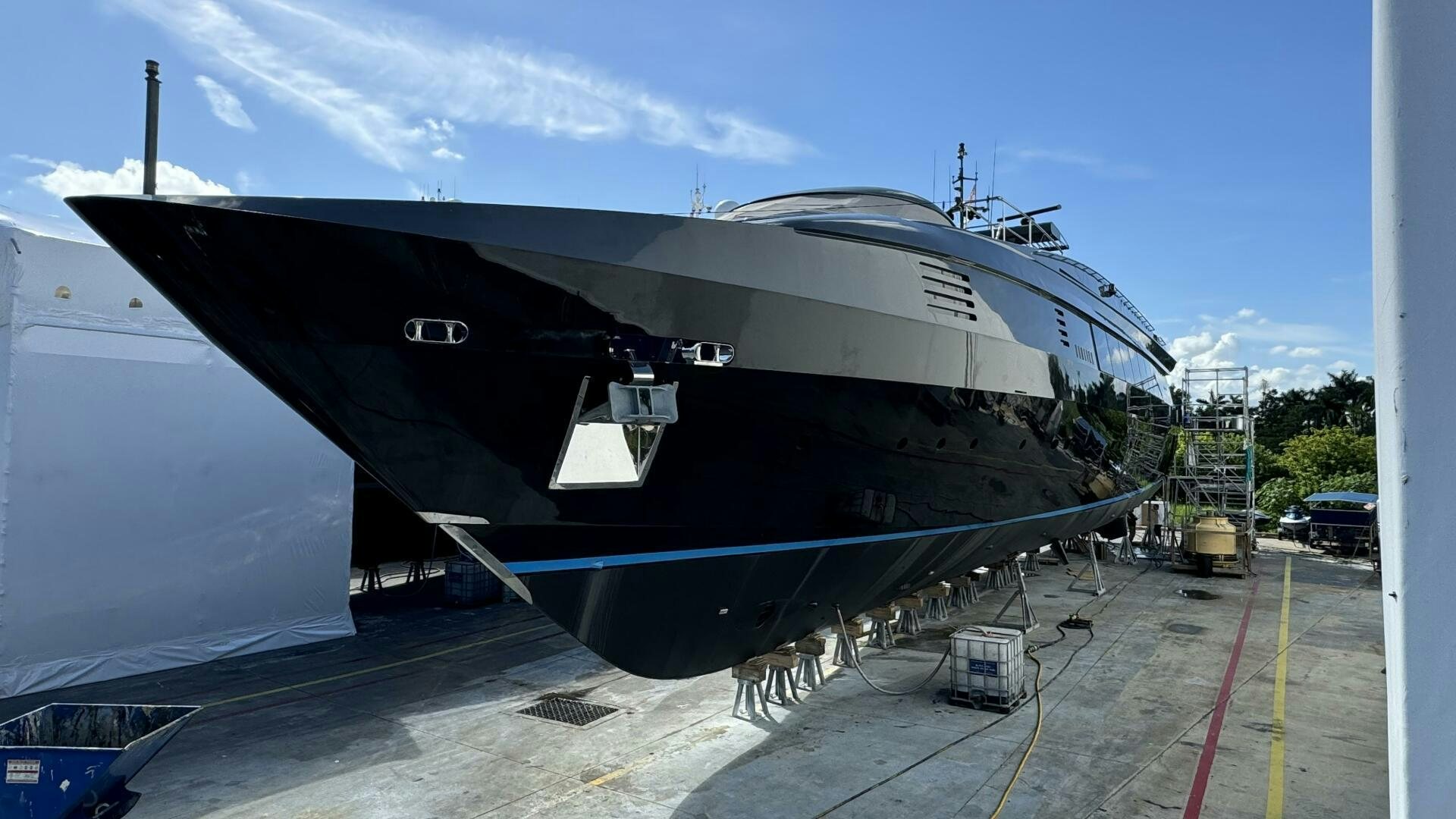 a large ship on a trailer aboard MATRIX Yacht for Sale