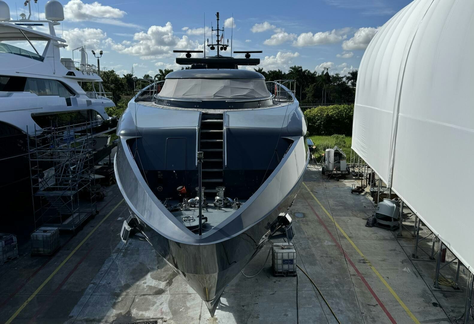 a large ship in a harbor aboard MATRIX Yacht for Sale