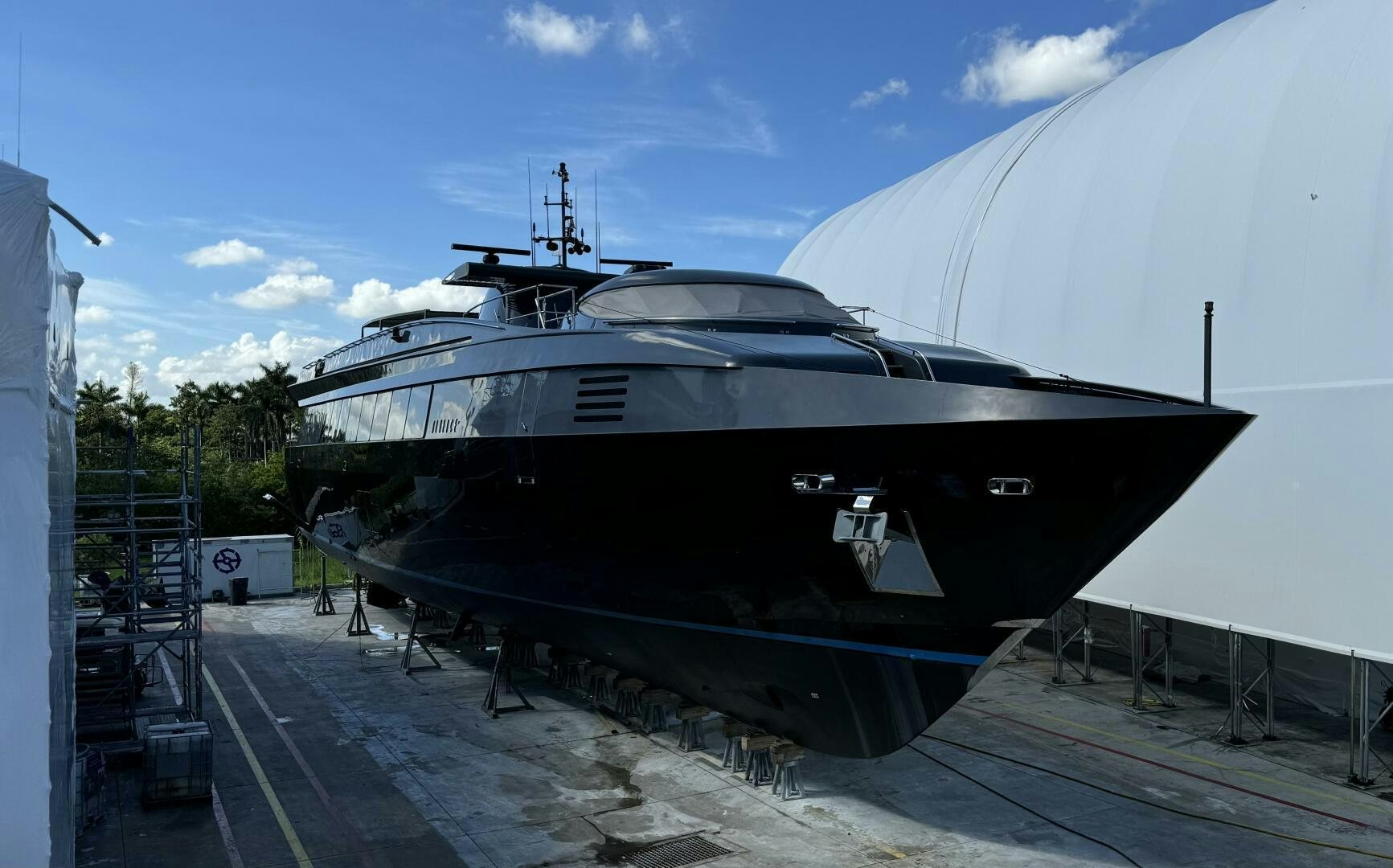 a large black ship aboard MATRIX Yacht for Sale