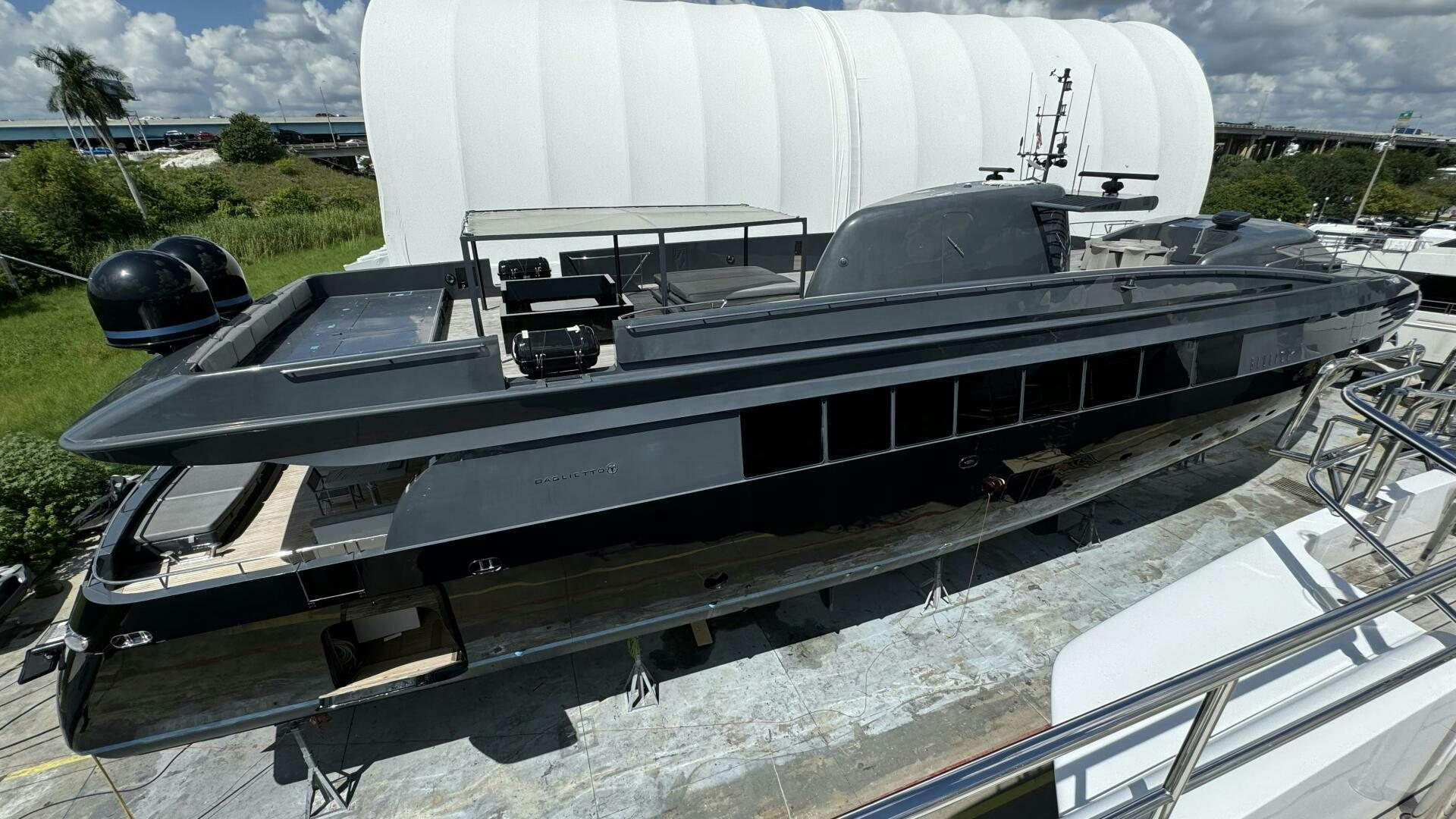 a boat on a trailer aboard MATRIX Yacht for Sale