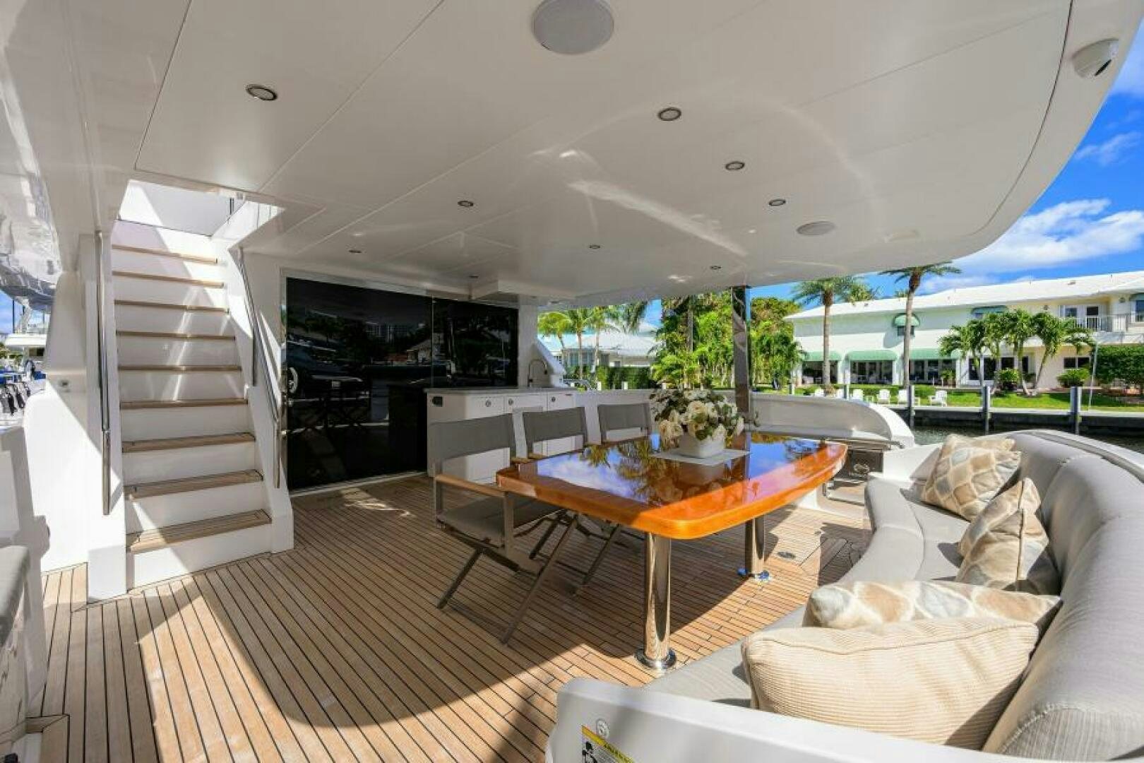 a modern looking living room aboard JOURNEY Yacht for Sale