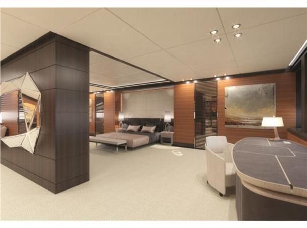 a room with a couch and a table aboard 85M SPADOLINI HELIPAD EXPEDITION YACHT Yacht for Sale