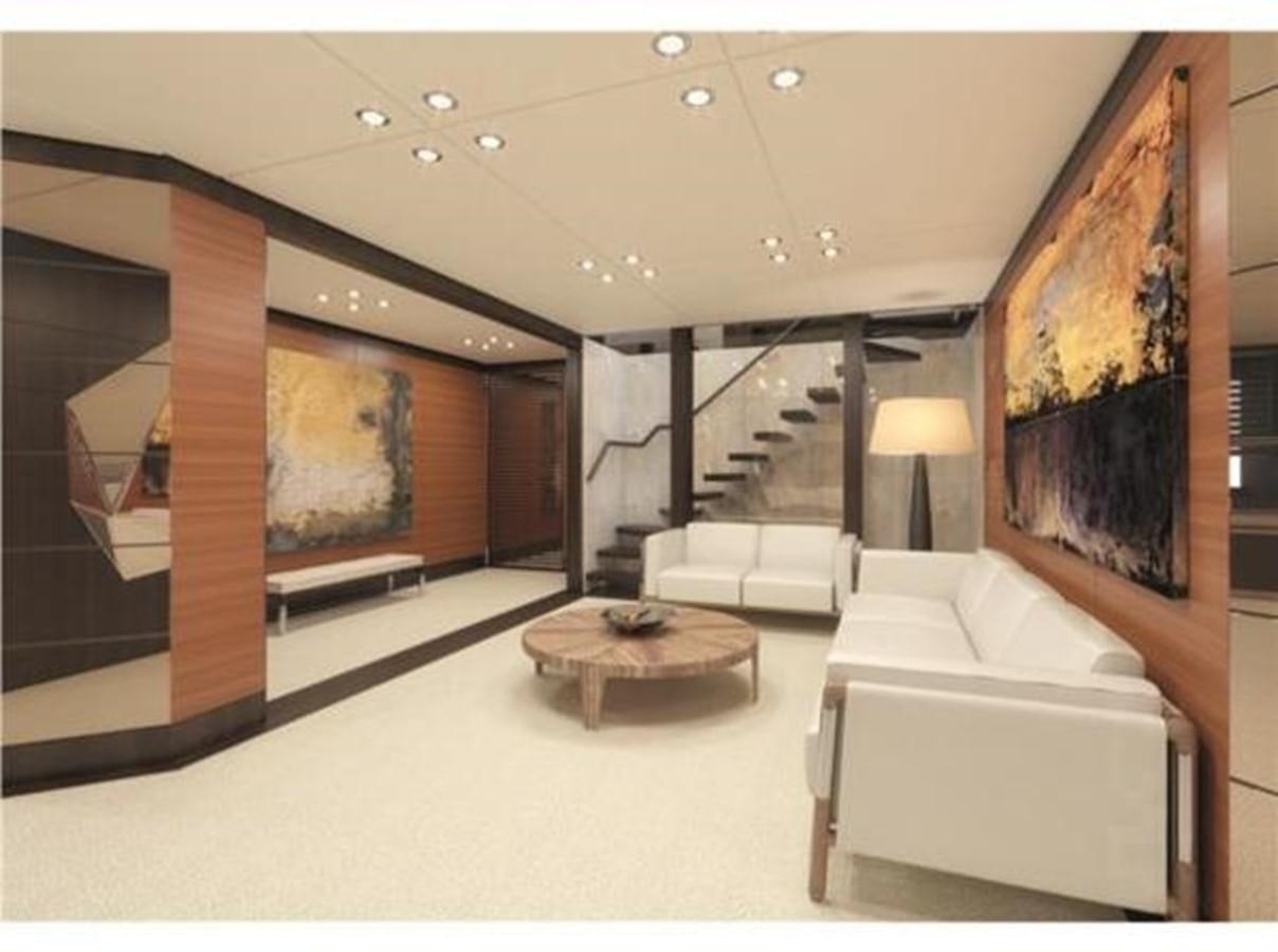 a room with a couch and a table aboard 85M SPADOLINI HELIPAD EXPEDITION YACHT Yacht for Sale