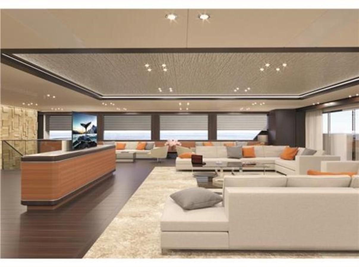 a large room with couches aboard 85M SPADOLINI HELIPAD EXPEDITION YACHT Yacht for Sale