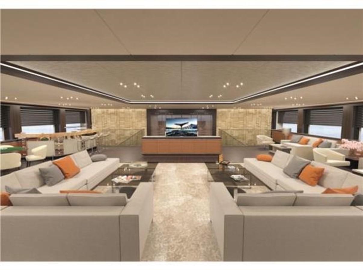 a room with couches and a tv aboard 85M SPADOLINI HELIPAD EXPEDITION YACHT Yacht for Sale