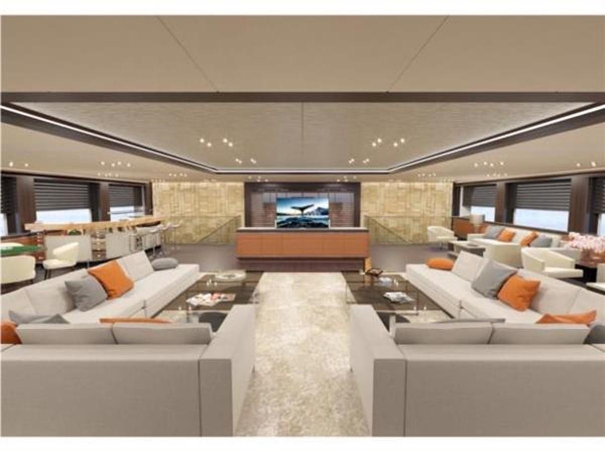a room with couches and a tv aboard 85M SPADOLINI HELIPAD EXPEDITION YACHT Yacht for Sale