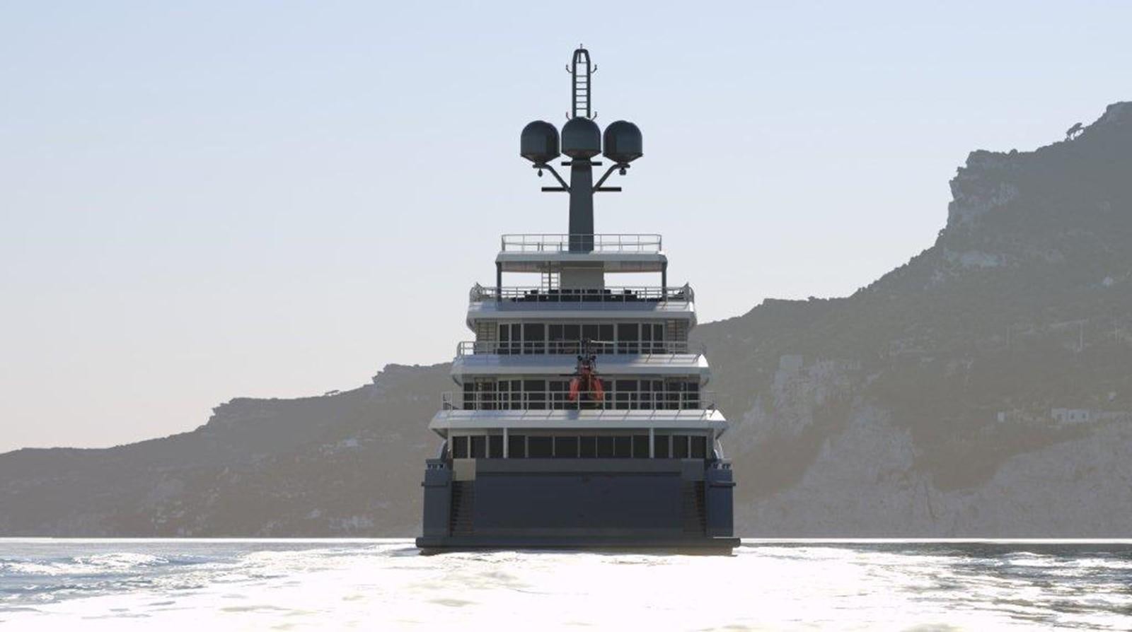 a large white ship on a body of water aboard M74 GLOBAL EXPLORER Yacht for Sale
