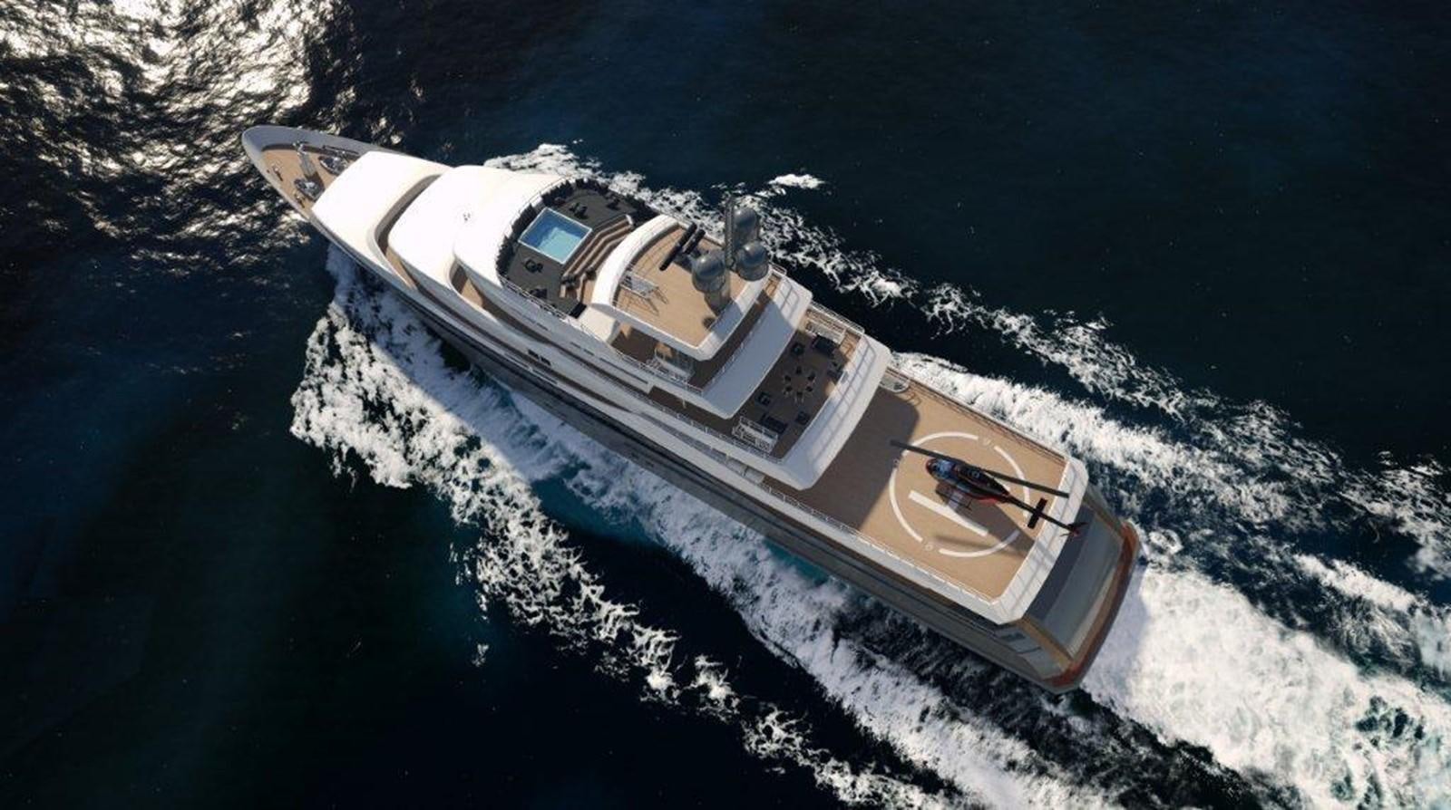 a high angle view of a boat aboard M74 GLOBAL EXPLORER Yacht for Sale