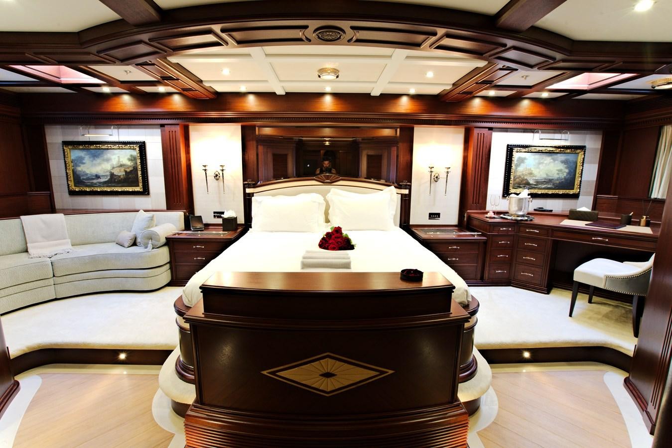 a room with a couch and a table aboard MIKHAIL S. VORONTSOV Yacht for Sale