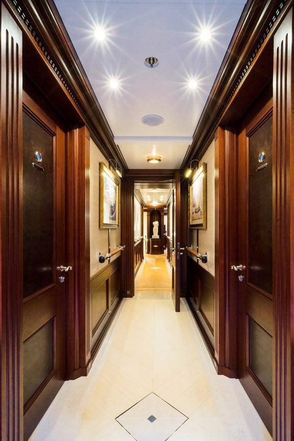 a hallway with doors aboard MIKHAIL S. VORONTSOV Yacht for Sale