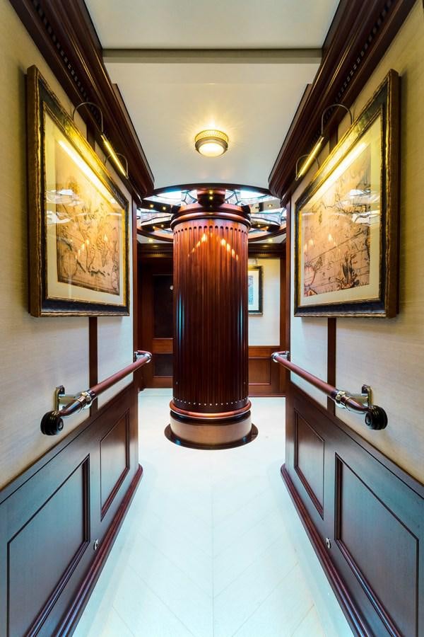 a large vase sits in a hallway aboard MIKHAIL S. VORONTSOV Yacht for Sale